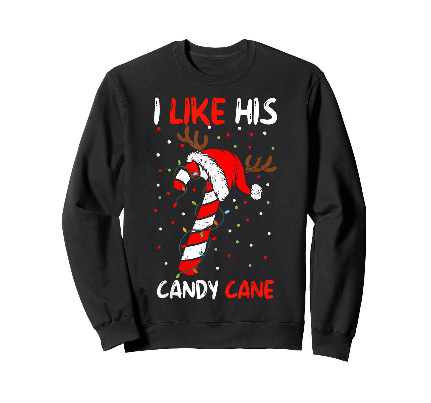 I Like His Candy Cane Couple Matching Christmas Mens Womens T-Shirt