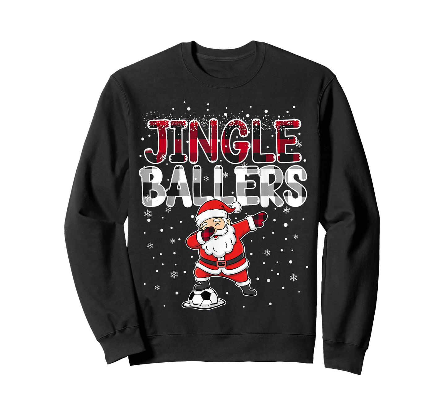 Jingle Ballers Santa Football Christmas Soccer Plaid T-Shirt