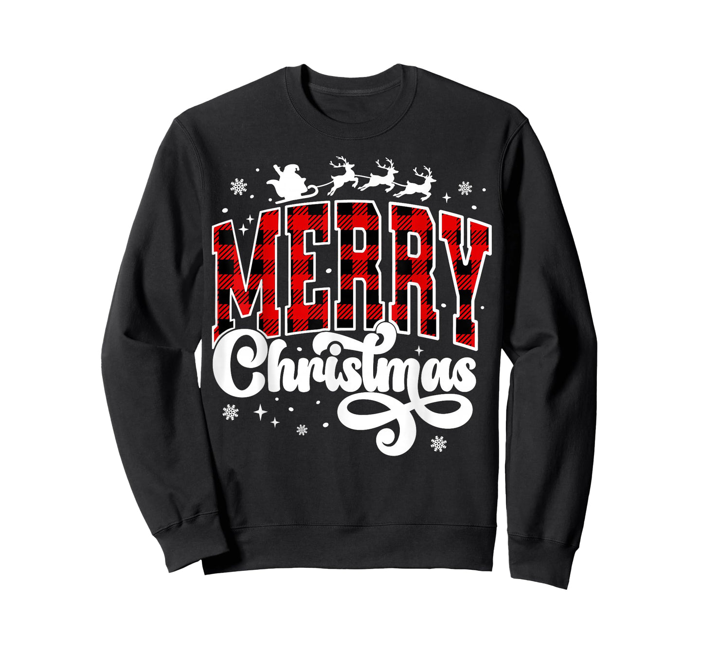 Merry Christmas Buffalo Plaid Red Santa Family Xmas Pajamas T-Shirt