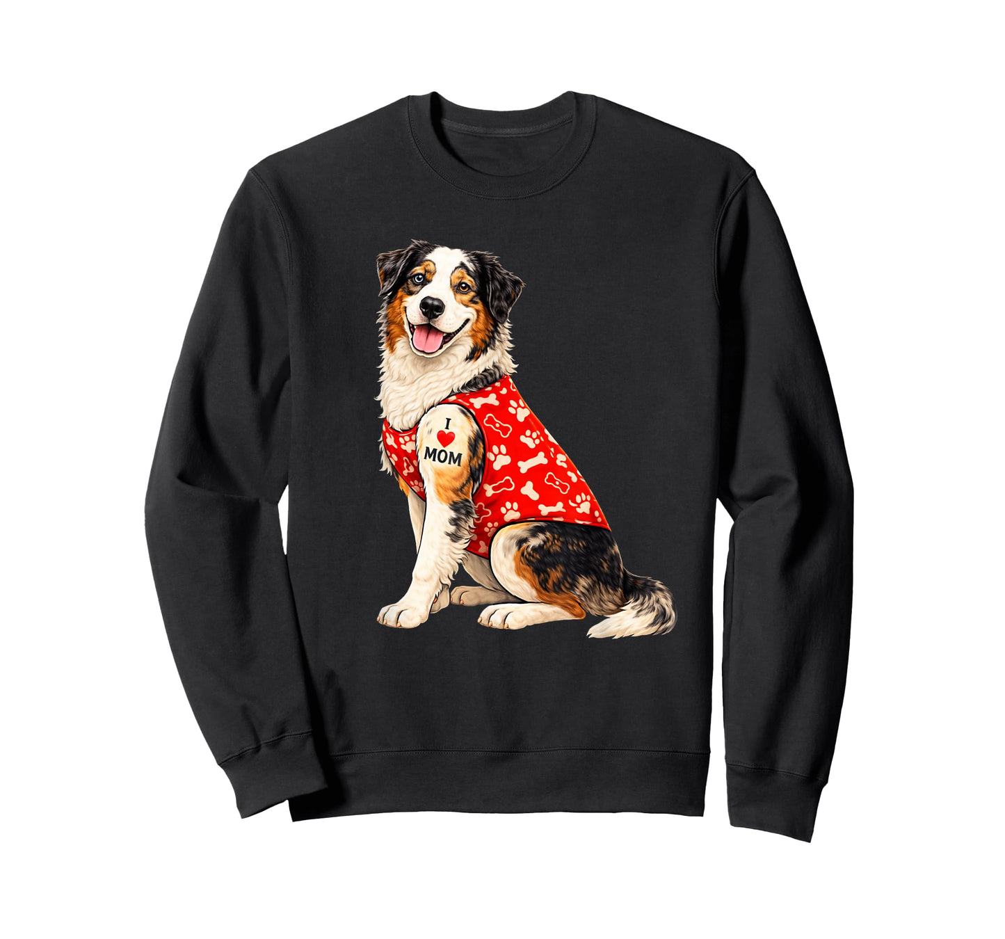 Australian Shepherd Mom I Love Mom Heart Tattoo Aussie. T-Shirt