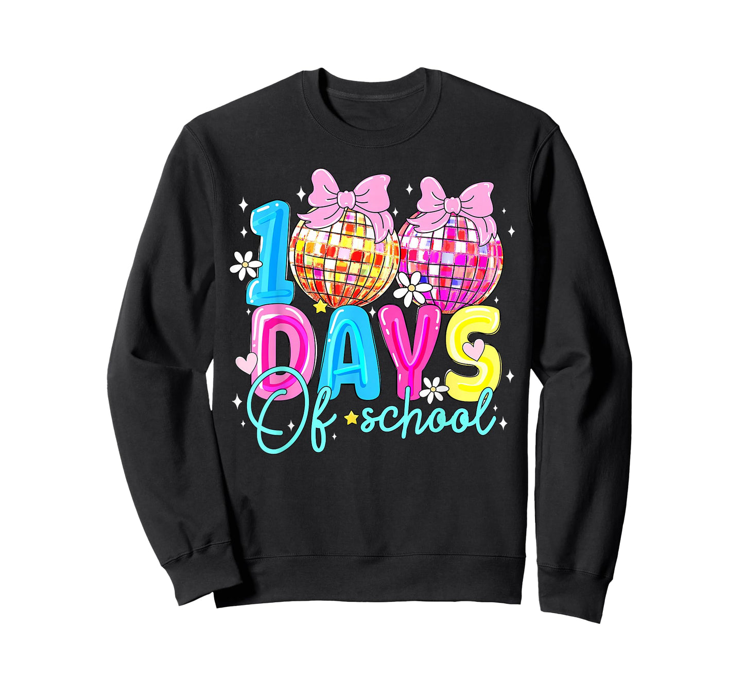 100 Days of School Disco Ball Coquette Bow Girl Kid Teacher T-Shirt