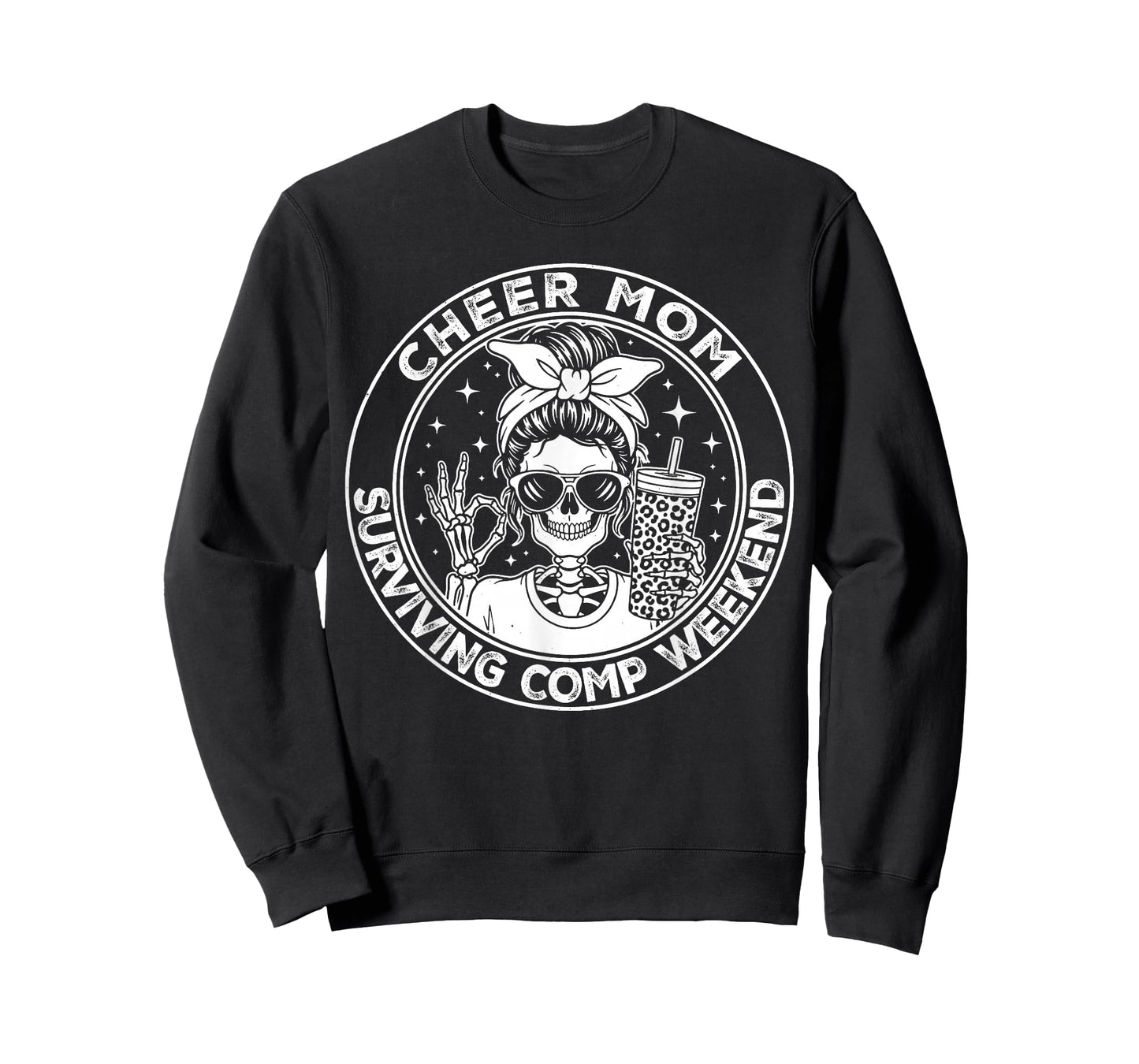 Cheer Mom Surviving Comp Weekend Funny Cheerleading Skeleton T-Shirt