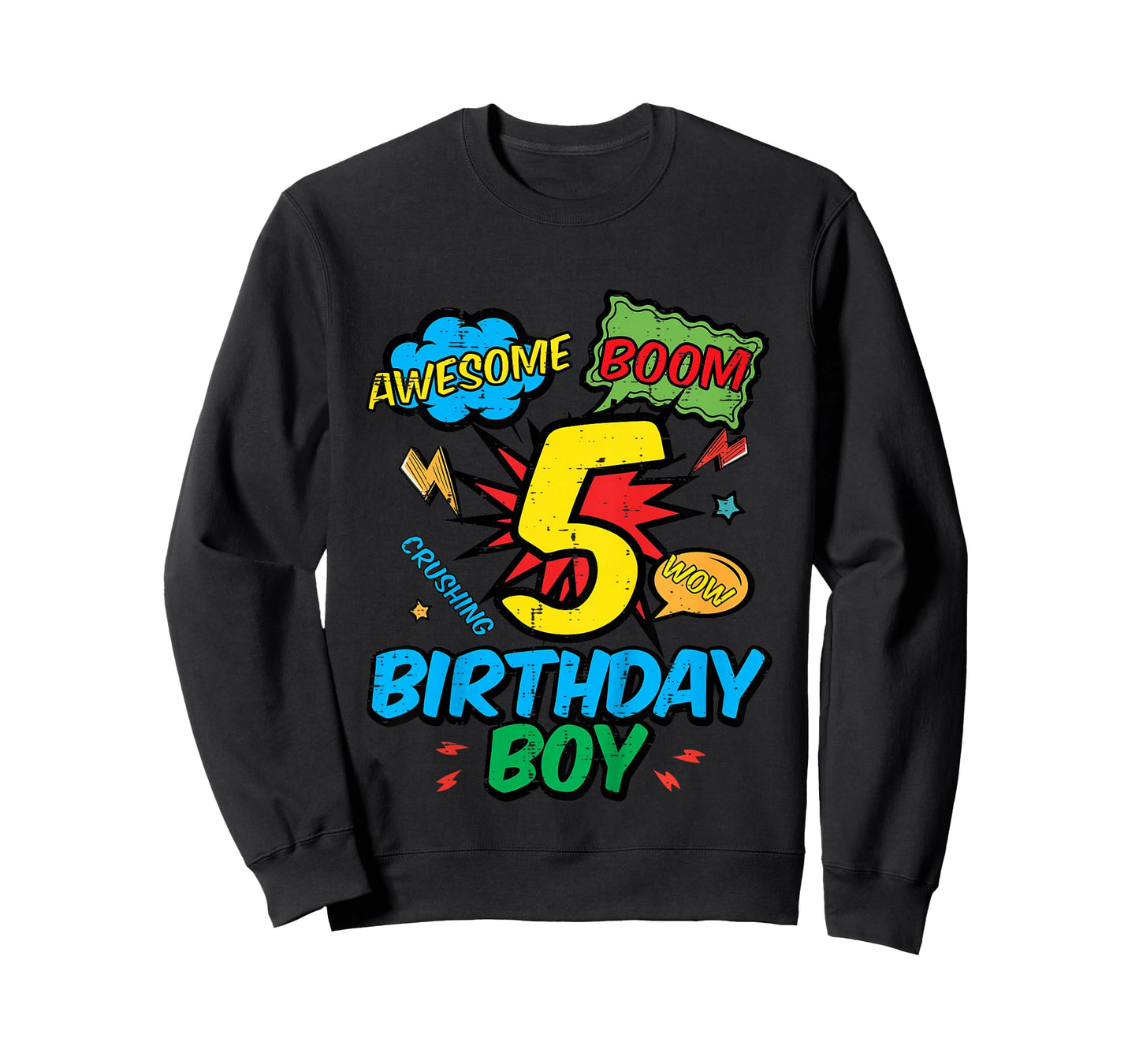 Kids 5 Birthday Boy Comic Cool 5th Bday Superhero Party Boys Kids T-Shirt