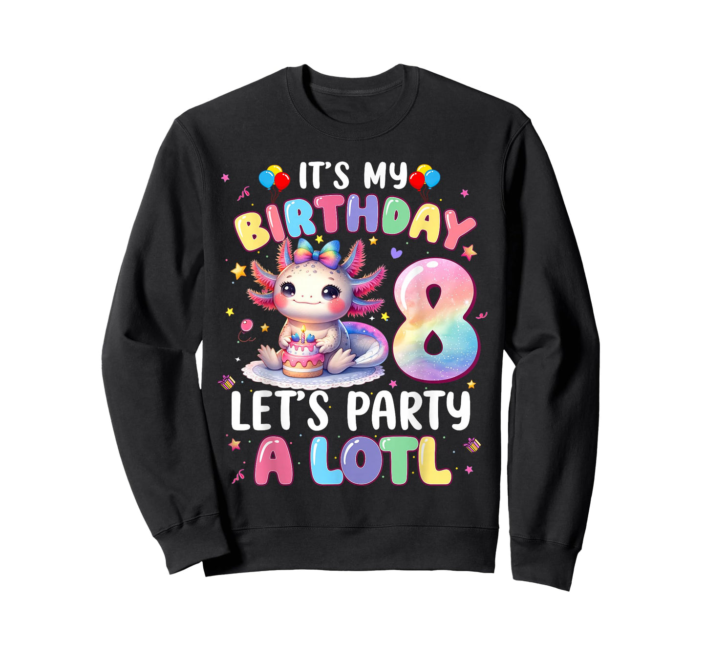 I'm 8th Birthday Girl Cute Axolotl 8 Year Old Bday Kids T-Shirt