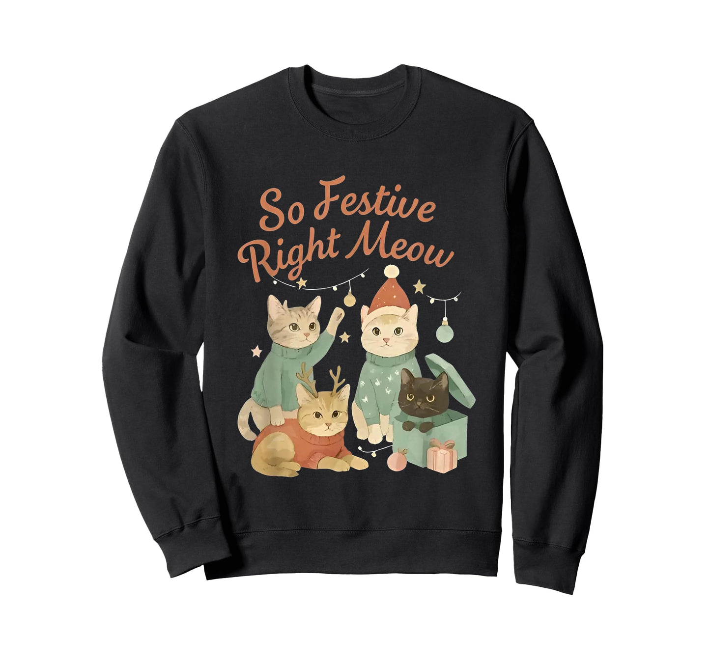 So Festive Right Meow Funny Christmas Santa Cat T-Shirt