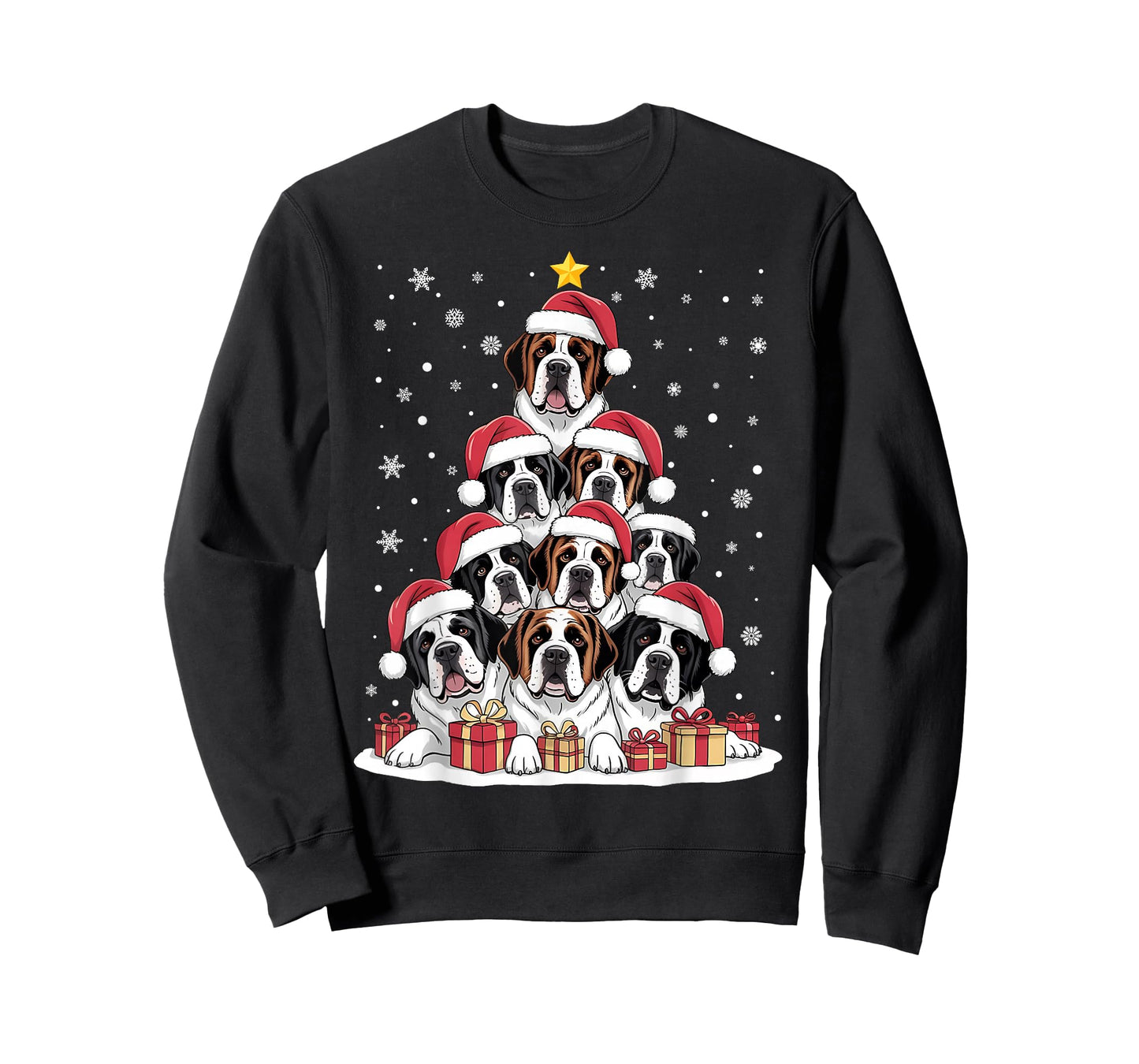 Saint Bernard Dog Christmas Tree Family Matching Xmas Pajama T-Shirt