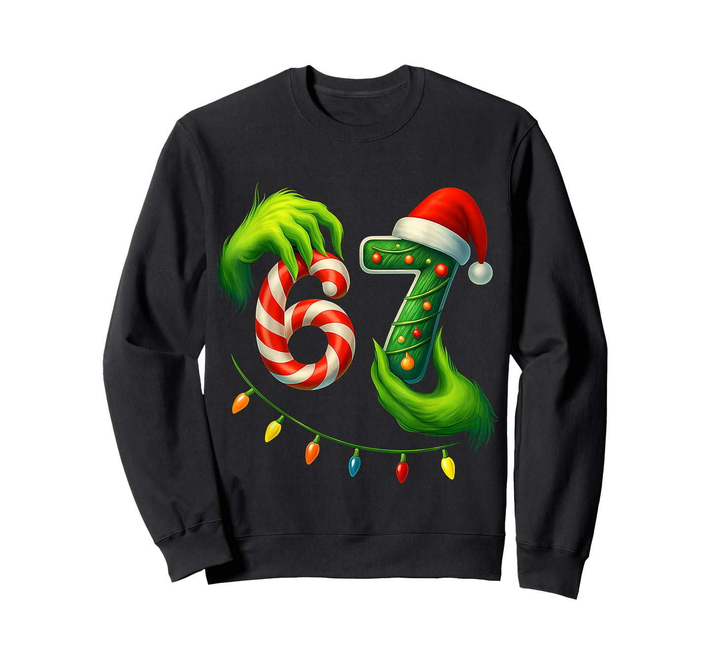 Funny Six Seven 67 Meme 6 7 Santa Christmas Brainrot Kids Pj T-Shirt