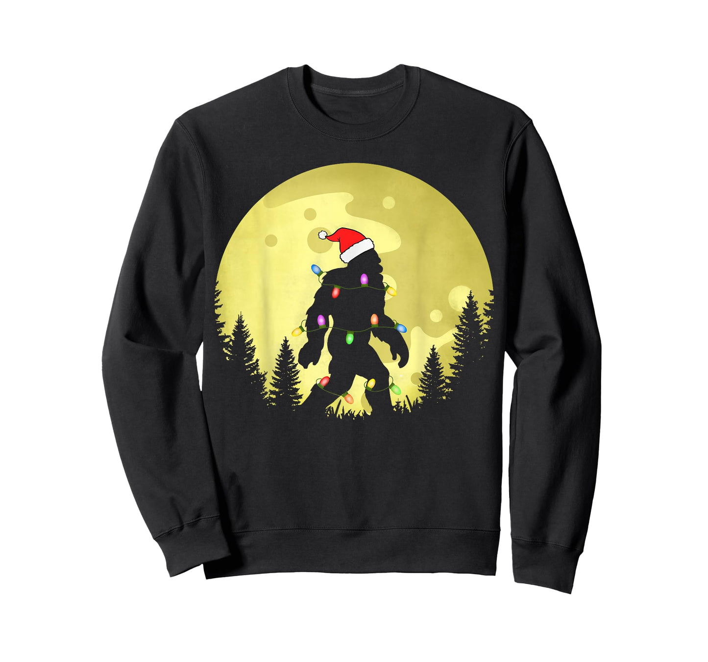 Funny Christmas Bigfoot Santa Hat Moon Sasquatch Mens T-Shirt