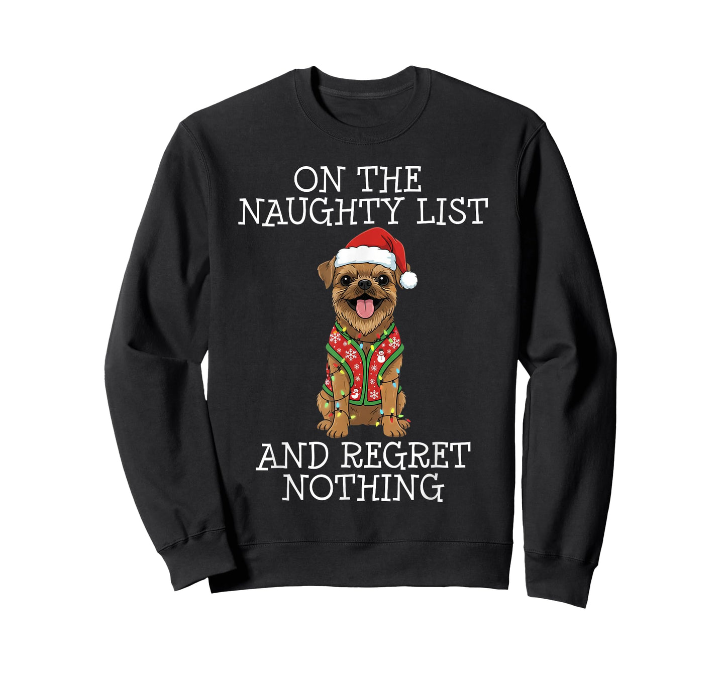Funny Christmas Brussels Griffon Naughty List T-Shirt