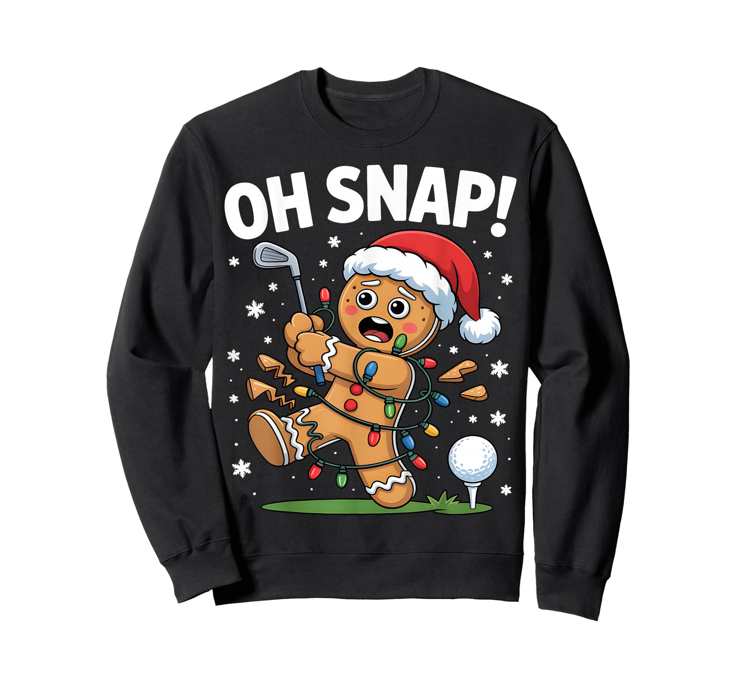 Oh Snap Gingerbreadman Golfer Golf Christmas Golfing T-Shirt