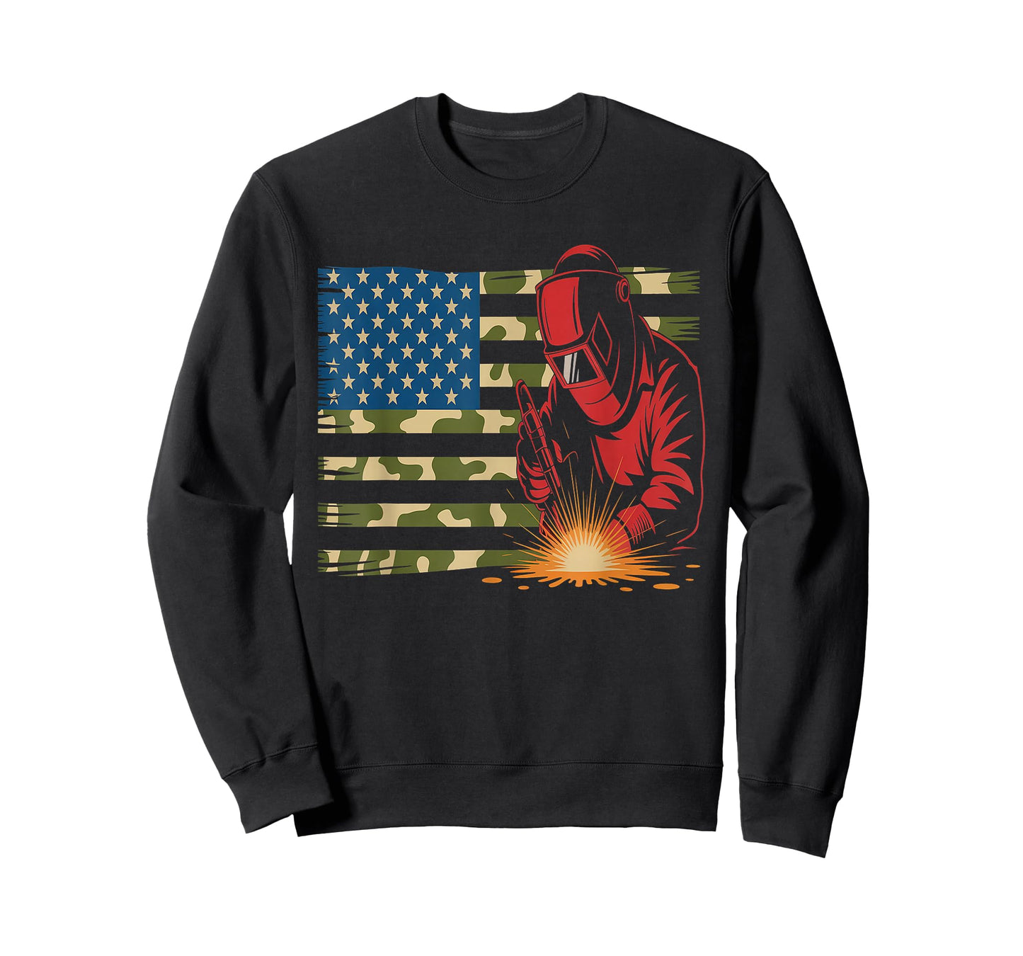 Welder Camo USA Flag T-Shirt - Patriotic Welding T-Shirt