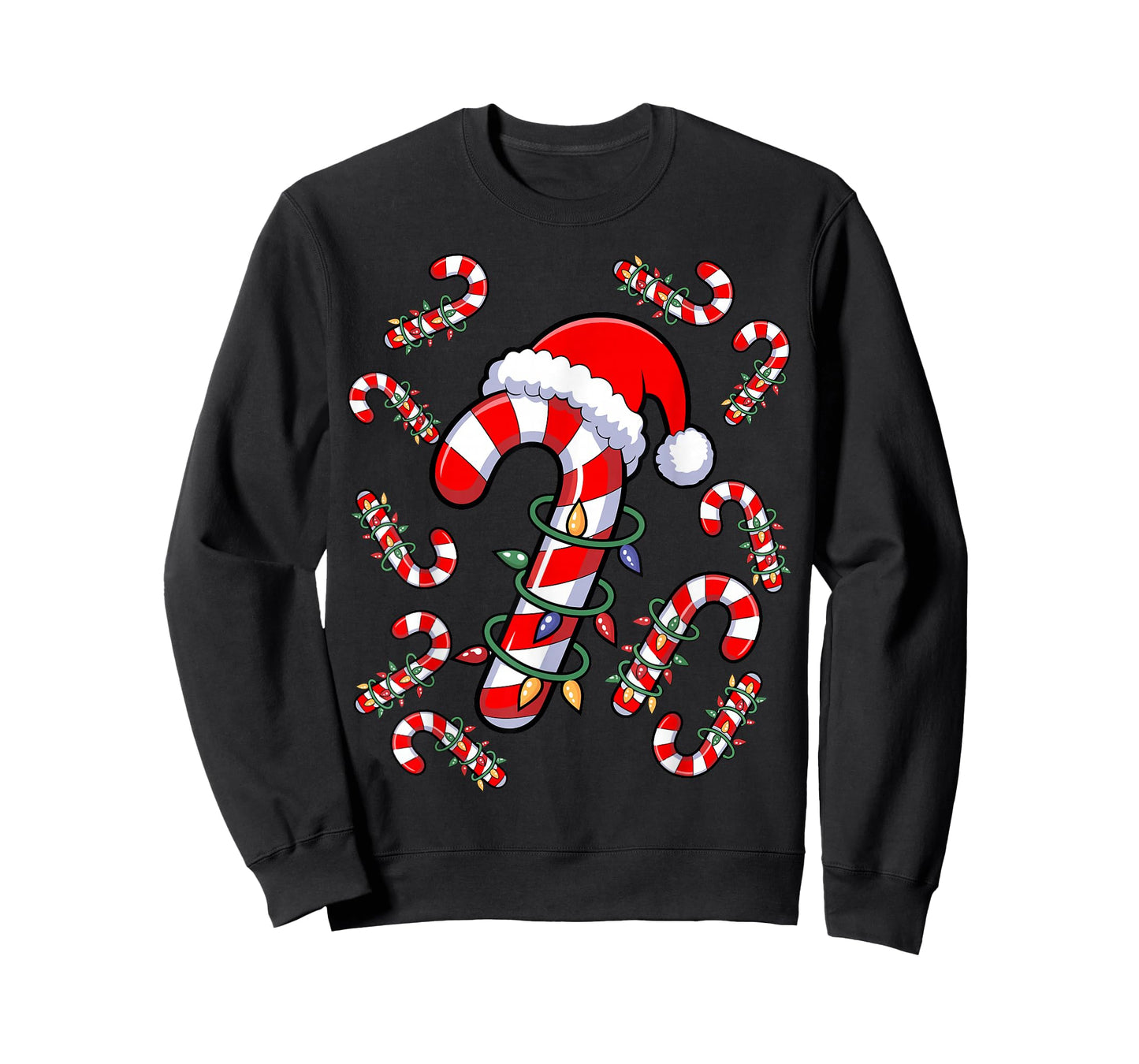 Red and White Candy Cane Santa Christmas Xmas Lights T-Shirt