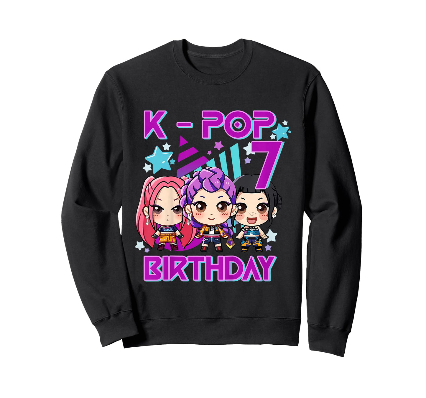 It's My 7th Birthday Cute Chibi Kpop Funny 7th Birthday Girl T-Shirt