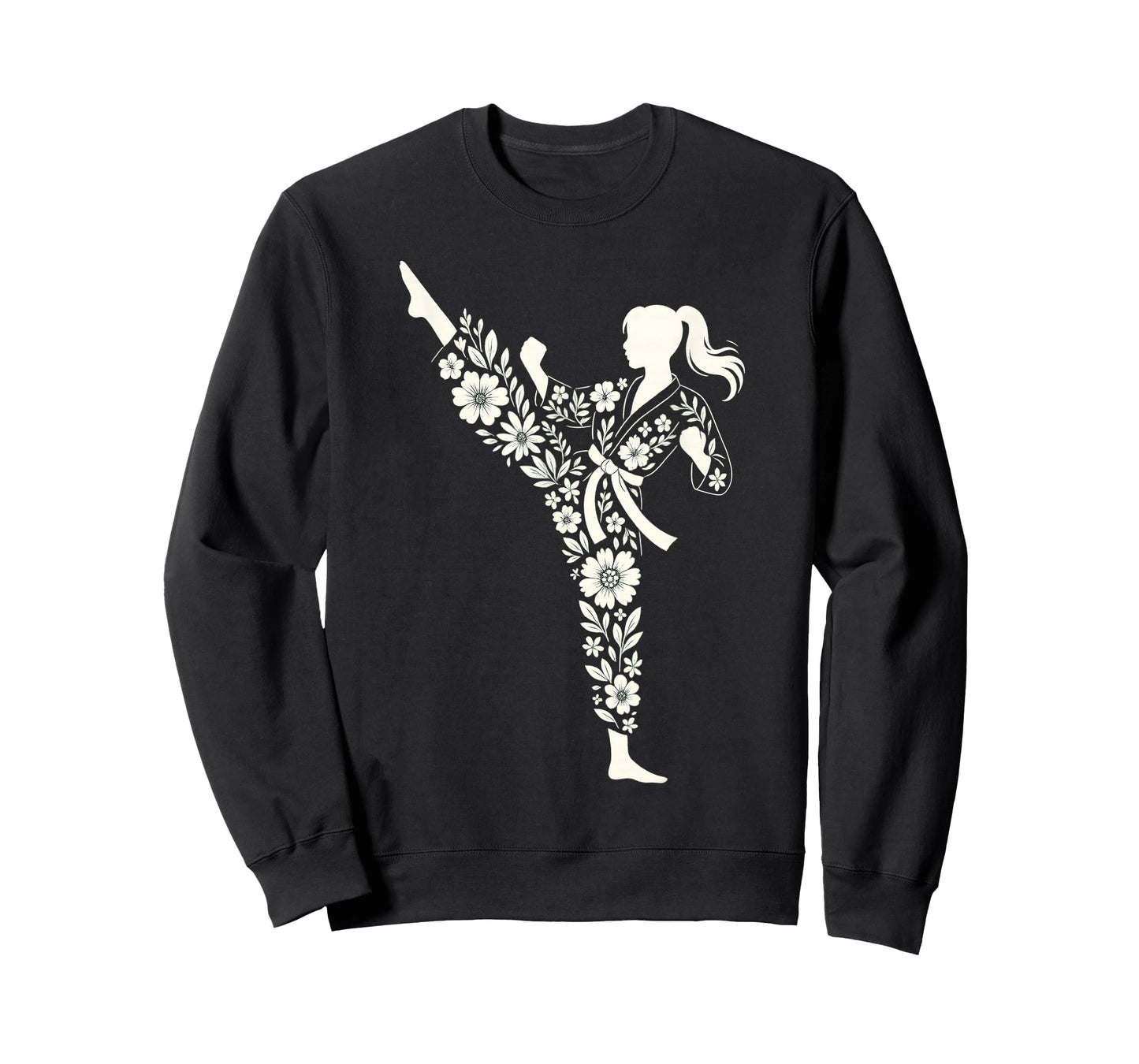 Taekwondo Girl Floral Martial Arts Kids Women Girls Karate T-Shirt