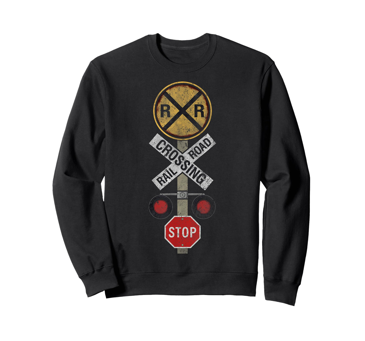 Funny Train Lover Railroad Crossing with Lights Road Sign T-Shirt