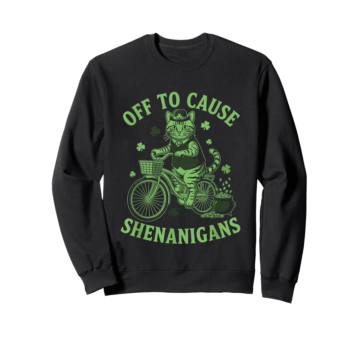 Off to Cause Shenanigans Tabby Cat St Patricks Day T-Shirt