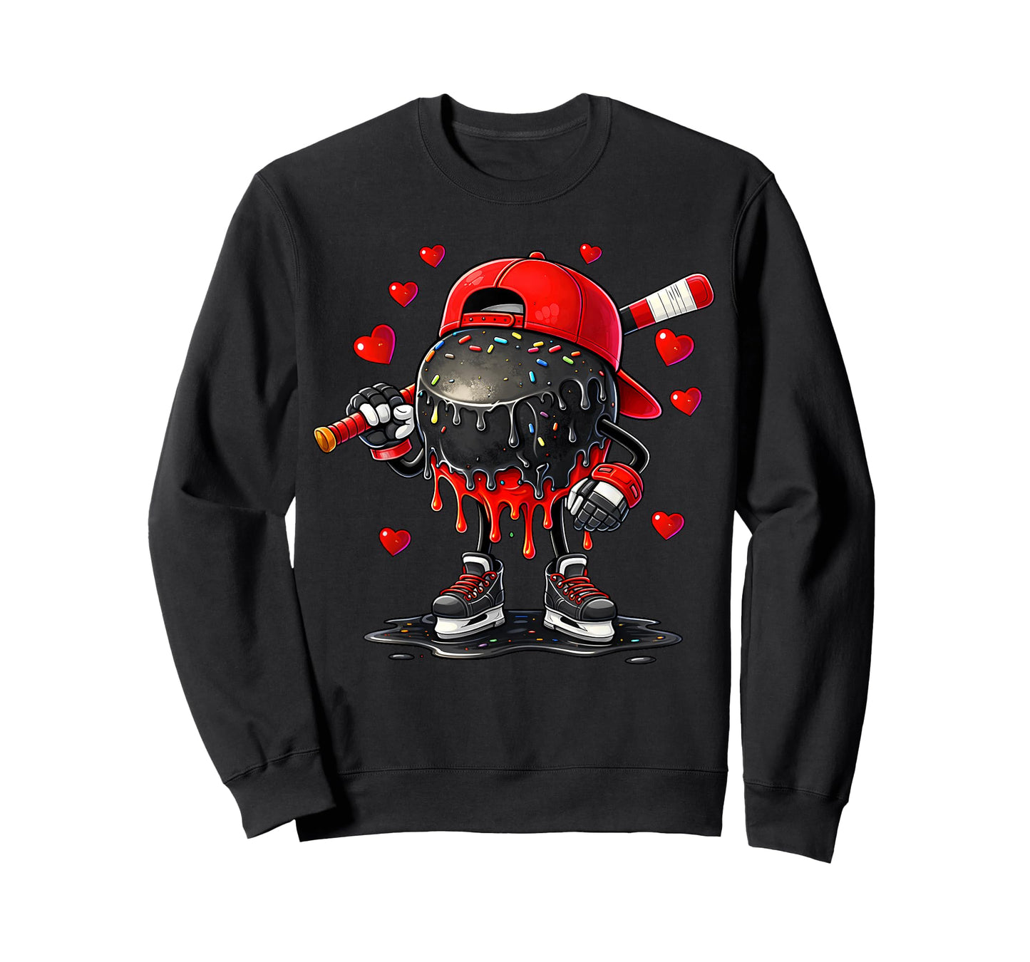 Valentine Hockey Heart Drip Sport Love Valentines Day Boys T-Shirt