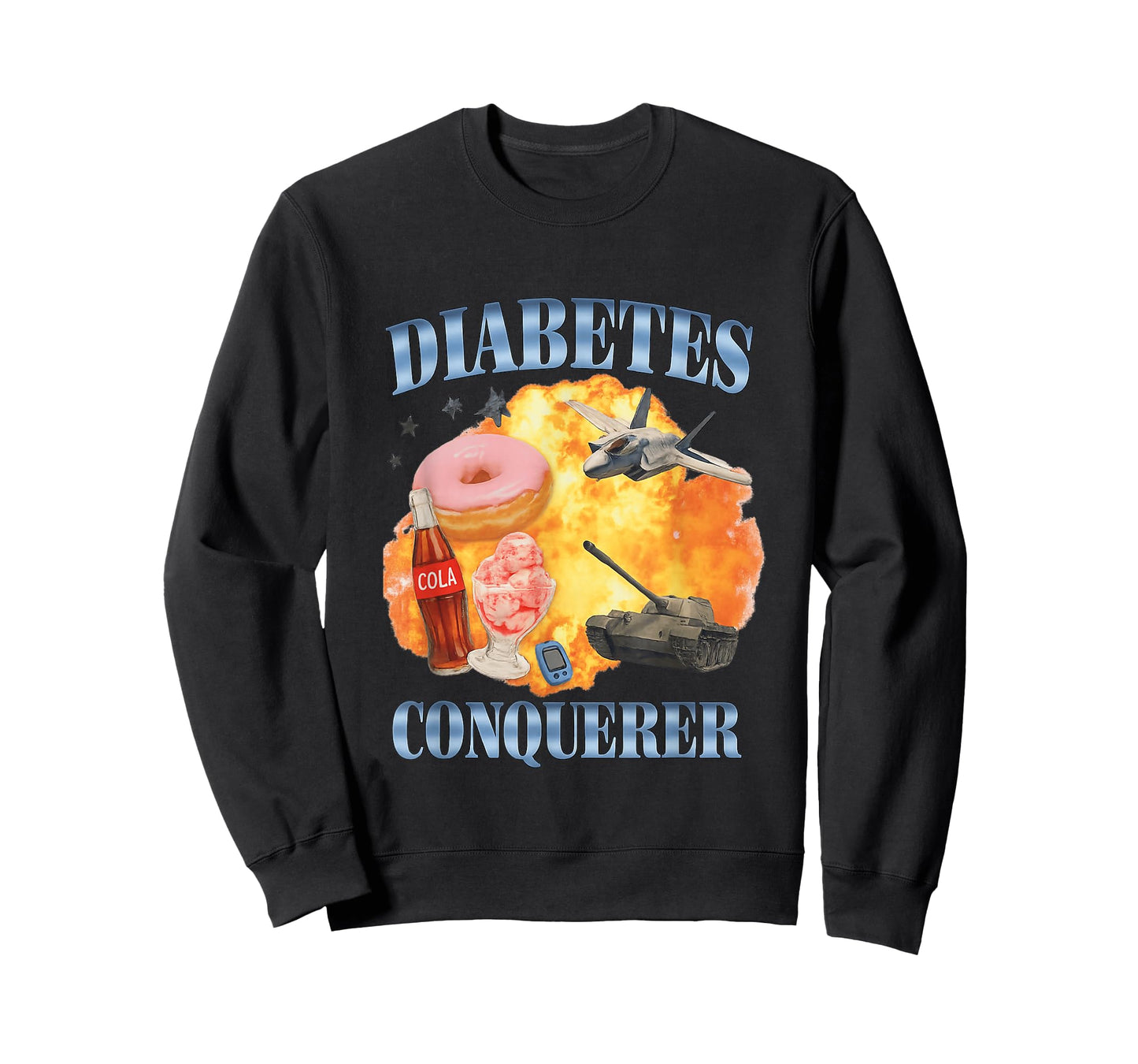 Diabetes Conqueror Funny Gen Z Brainrot Raunchy Meme Satire T-Shirt