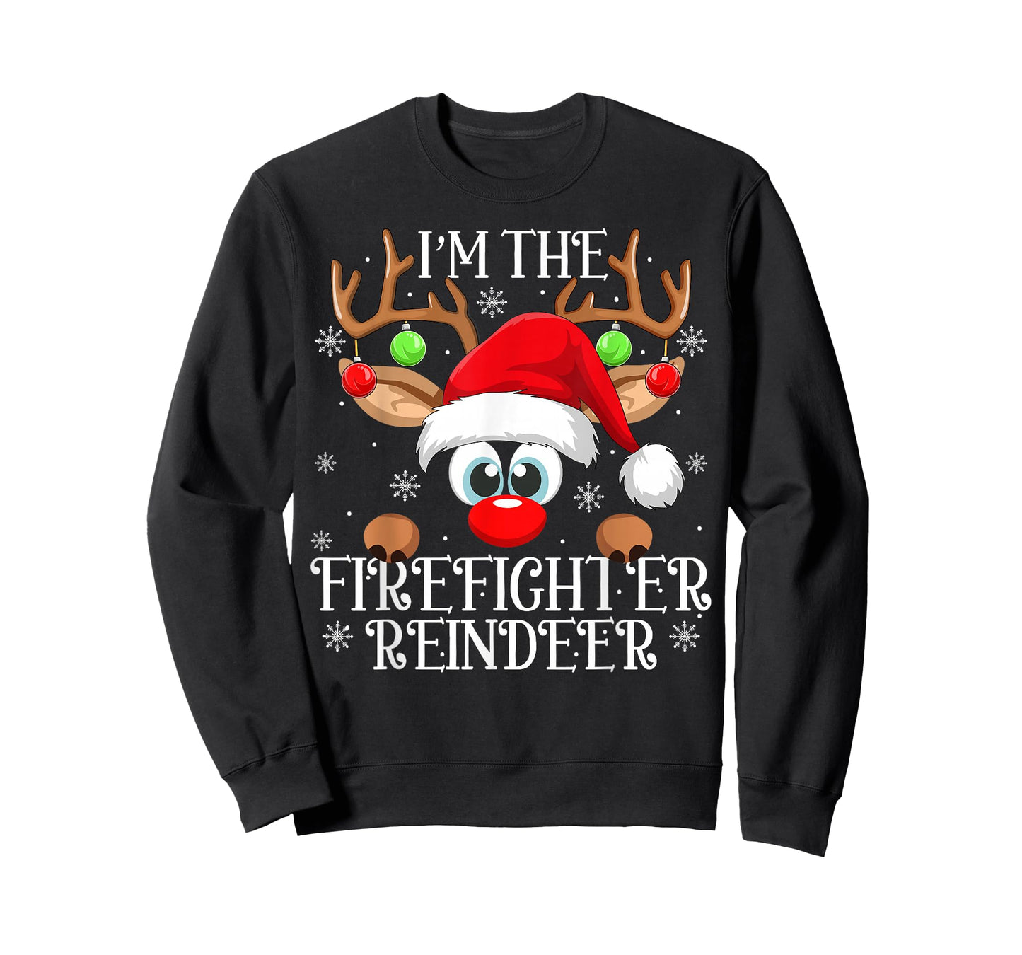 Firefighter Reindeer Christmas Family Matching Funny Xmas T-Shirt