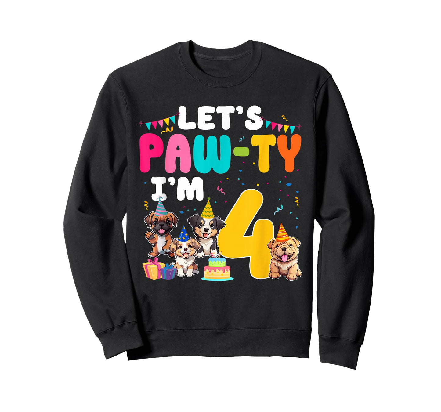 Let's Pawty I'm 4 Year Old Dog Lover 4th Birthday Party T-Shirt
