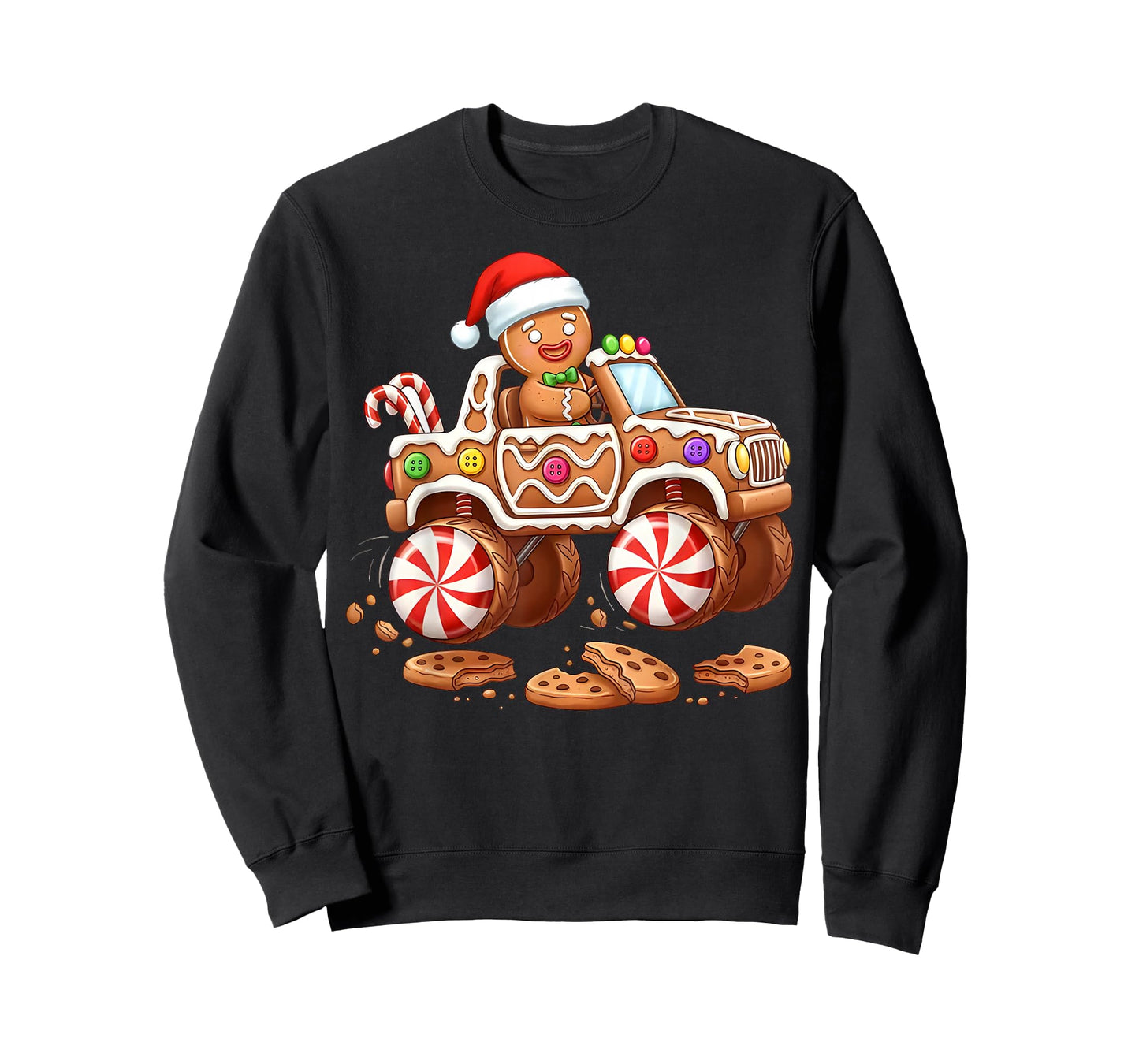 Gingerbread Monster Truck Funny Christmas Toddler Boy Kids T-Shirt