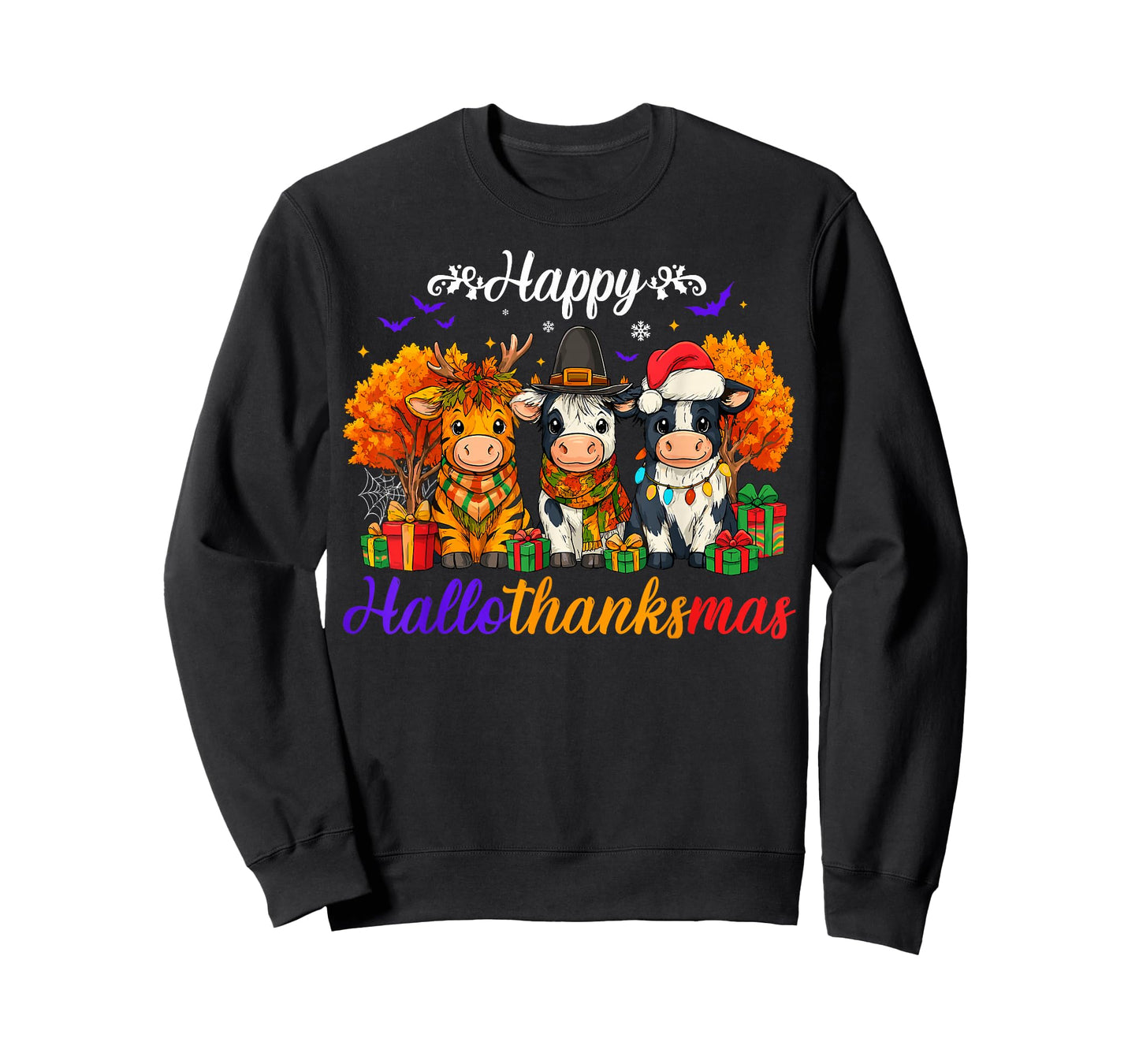 Happy HalloThanksMas Cows Gifts for Farmer T-Shirt