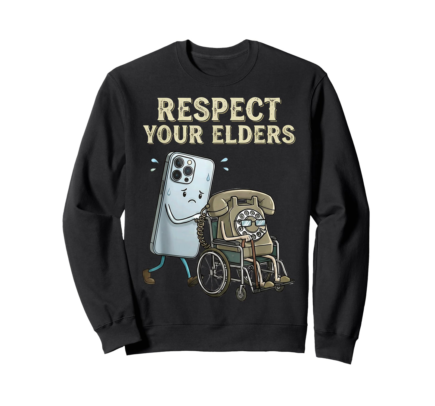 Respect Your Elders Retro Smartphone Technology Humor T-Shirt