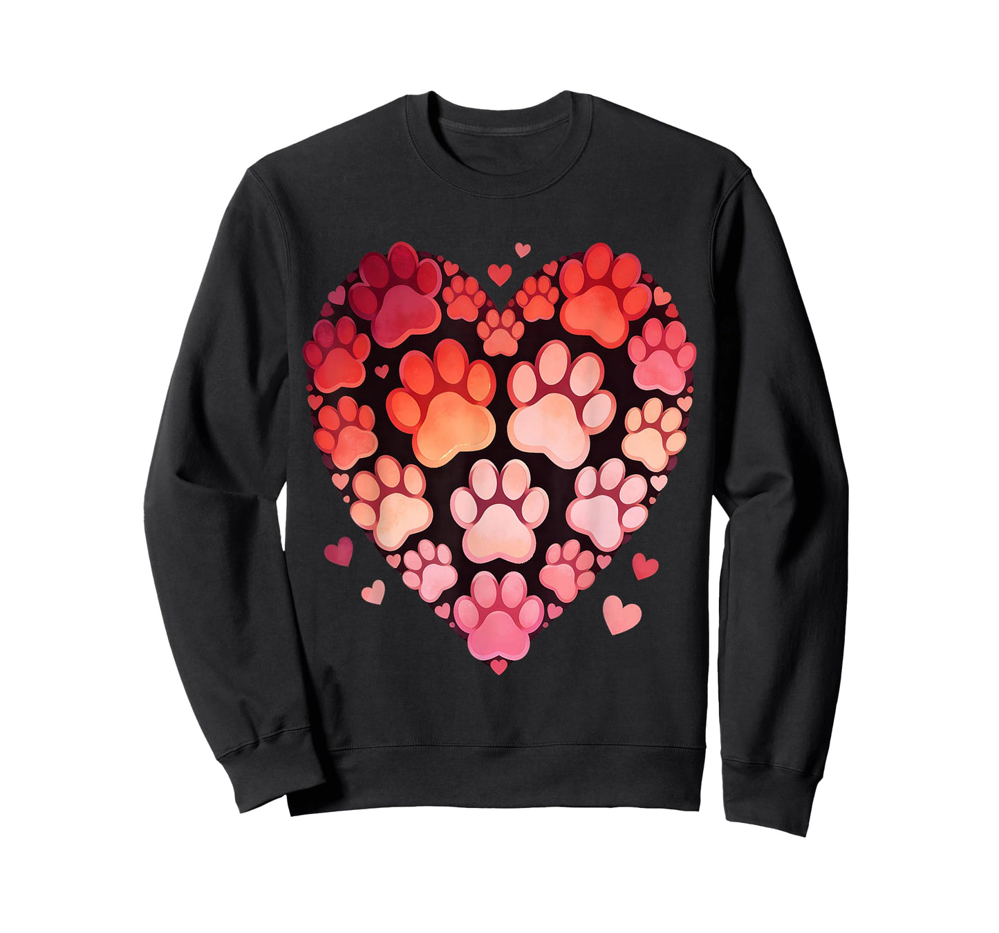Hearts Cute Paw Valentine Dog and Happy Valentines Cat Lover T-Shirt
