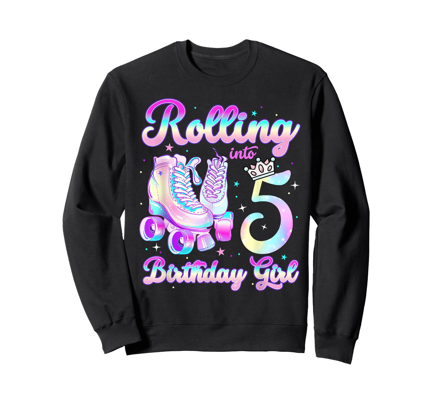 Kids Rolling Into 5 Roller Skating 5th Birthday Girls Party T-Shirt