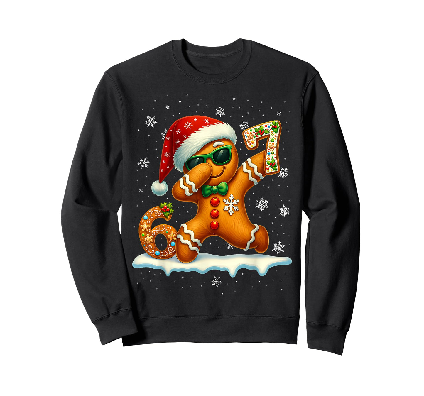 Funny Gingerbread Six Seven 67 Ice Cream Drip Christmas Boys T-Shirt