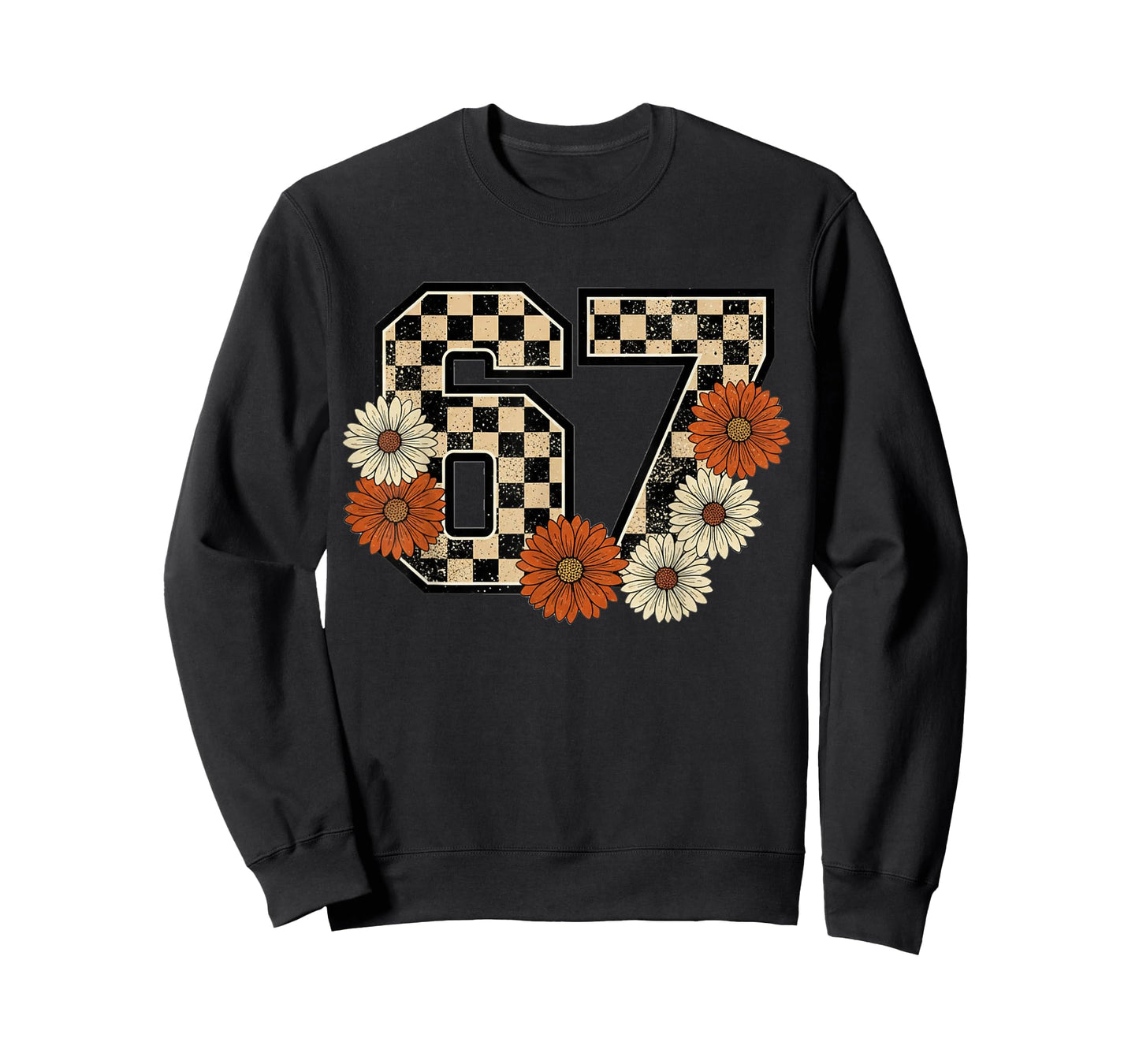 6 7 Retro Fall Meme Checkerboard Tee Haunted by 67 Six Seven T-Shirt