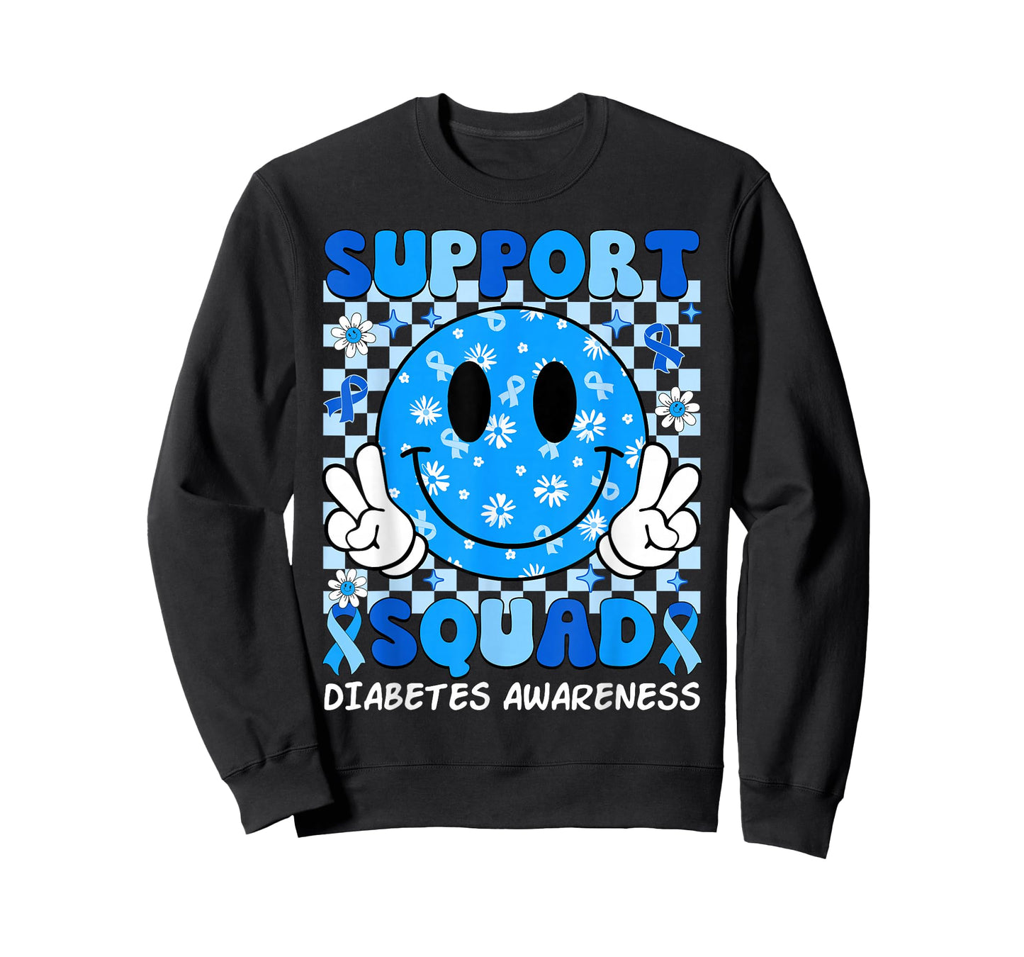 Support Squad Diabetes Awareness Shirt Blue Smile T1D Type 1 T-Shirt