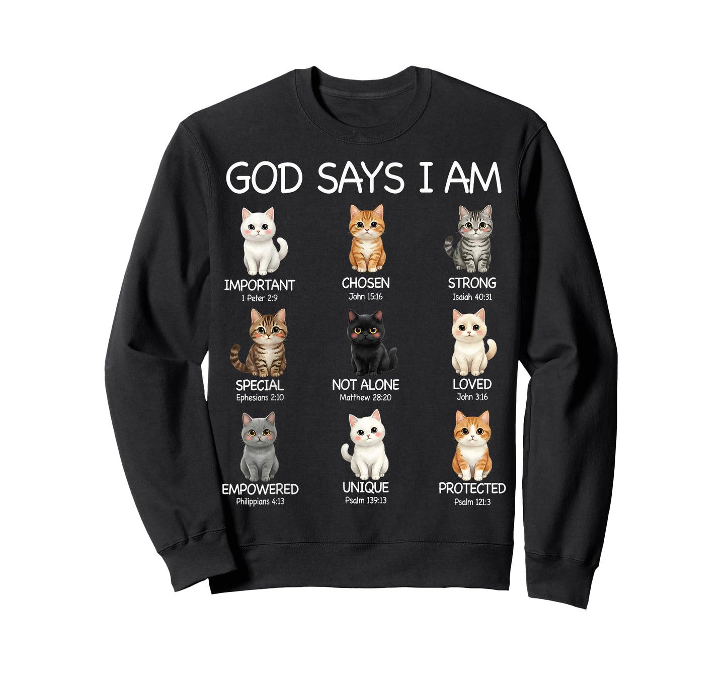 God Says I Am Cat Christian Girls Teens Kids Women Cat Lover T-Shirt