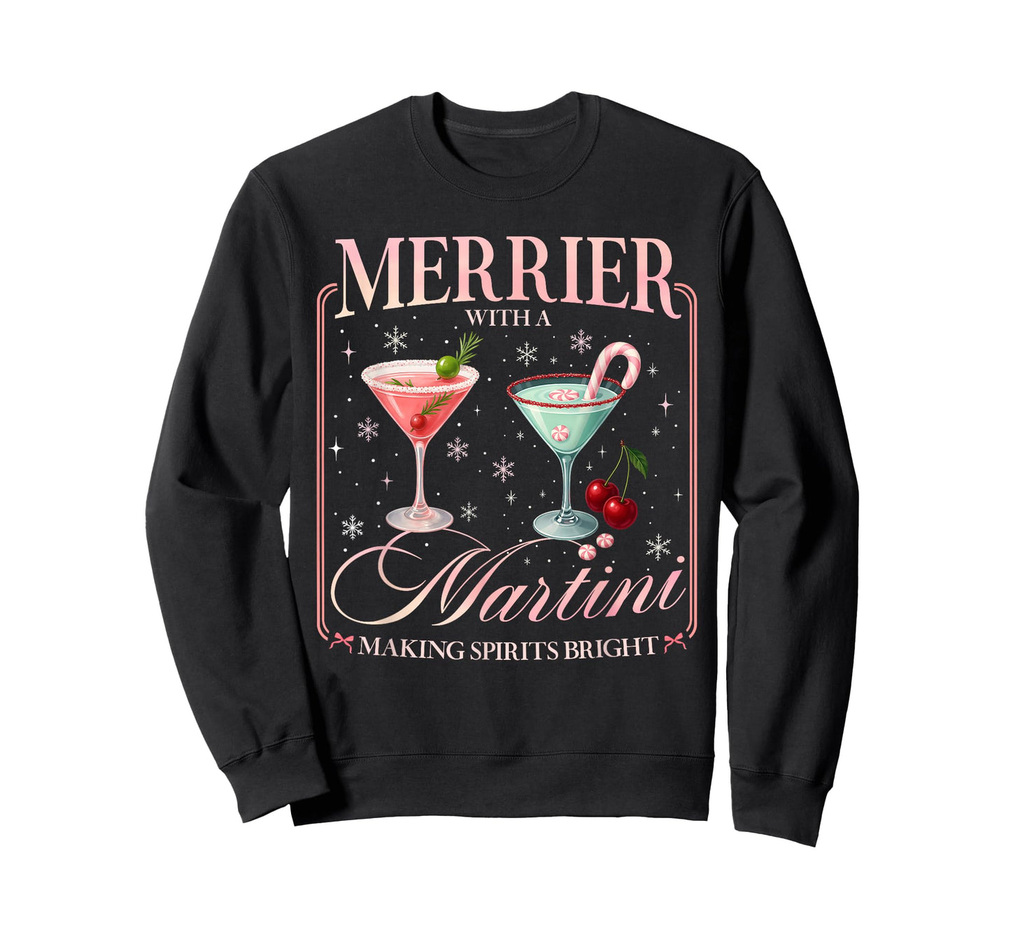 Funny Merrier with A Martini Bachelorette Merry Christmas T-Shirt