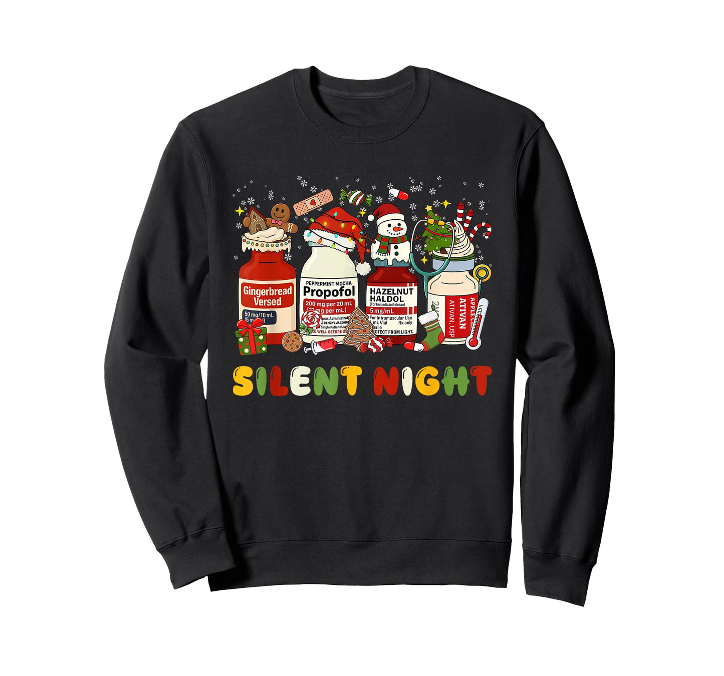 Funny Santa Propofol Silent Night ICU Nurses Merry Christmas T-Shirt
