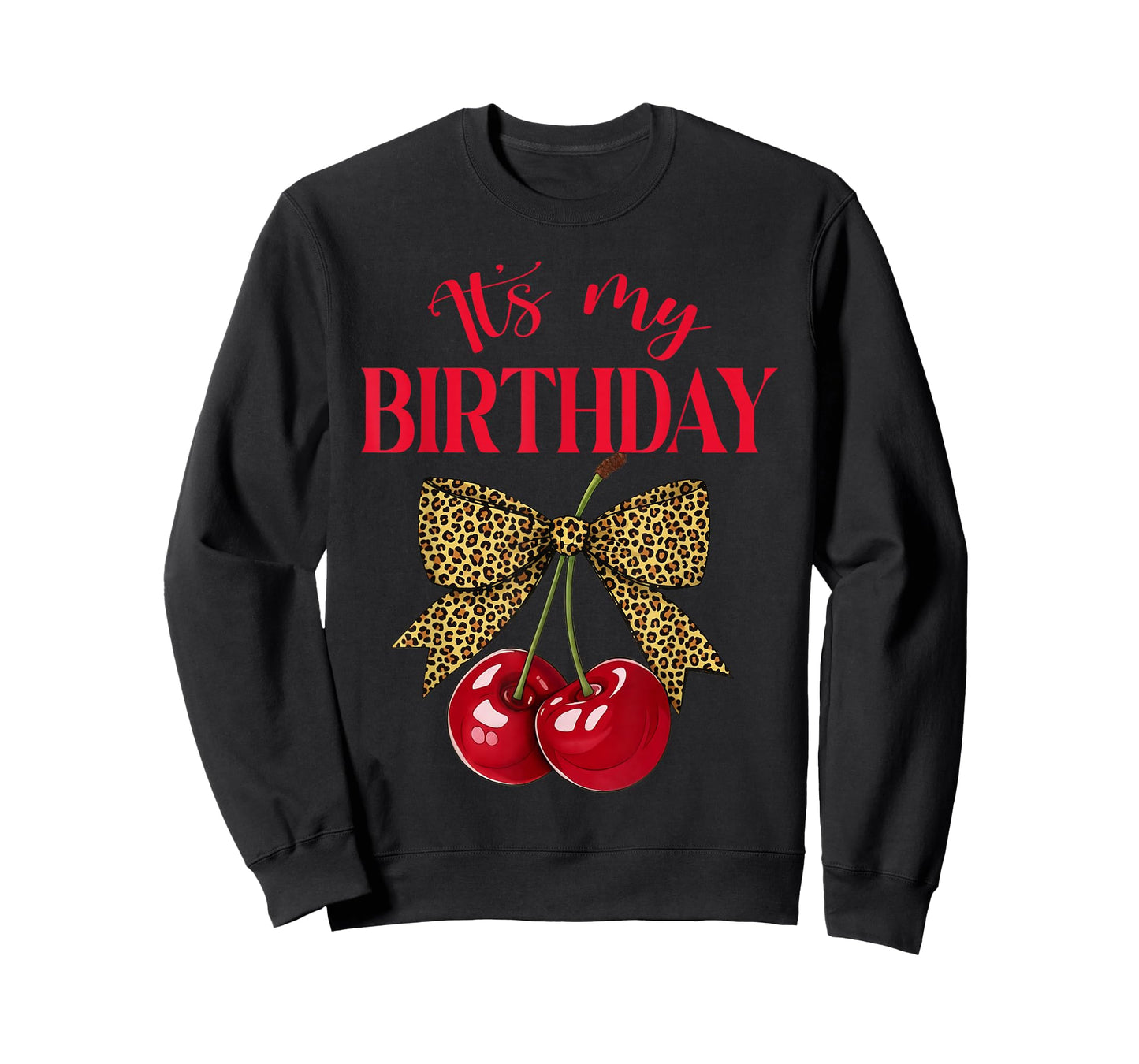 It's My Birthday Cute Cherry Leopard Coquette Bow Birthday T-Shirt