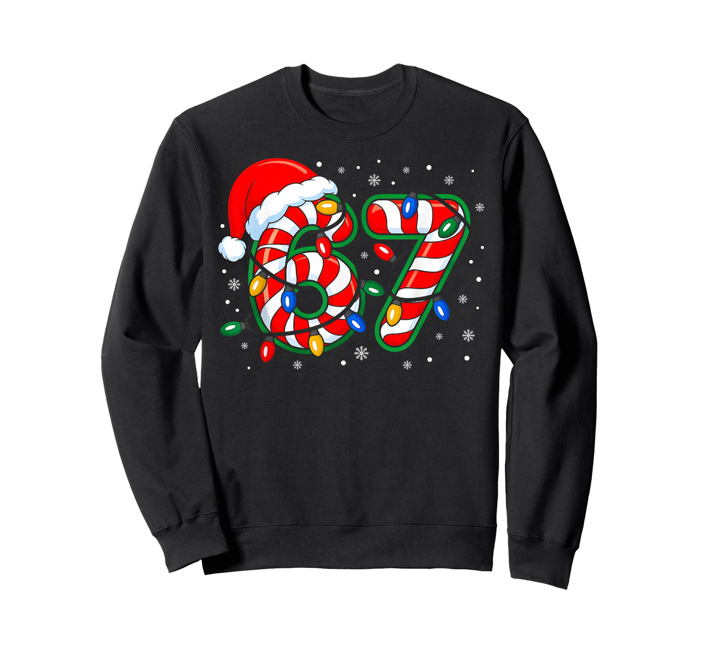 Funny Six Seven 67 Meme 6 7 Christmas Candy Cane Boys Kids T-Shirt