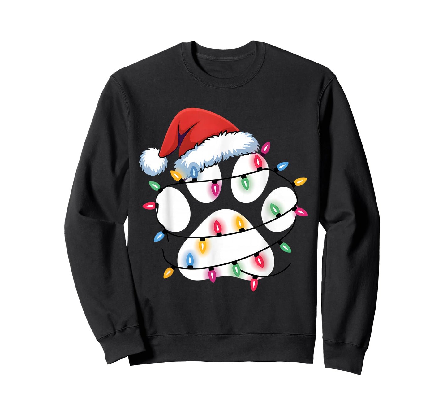 Dog Paw Print Christmas Funny Santa Puppy Women Men Girls T-Shirt