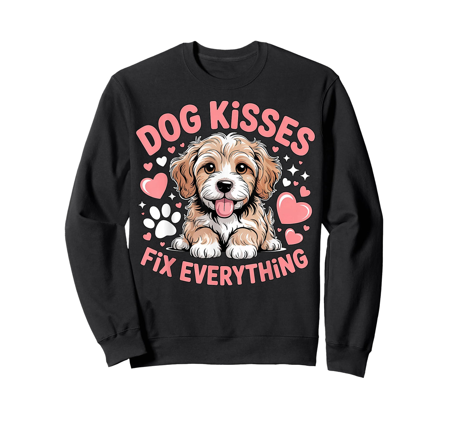 Dog Kisses Fix Everything Cute Puppy Hearts Paws T-Shirt