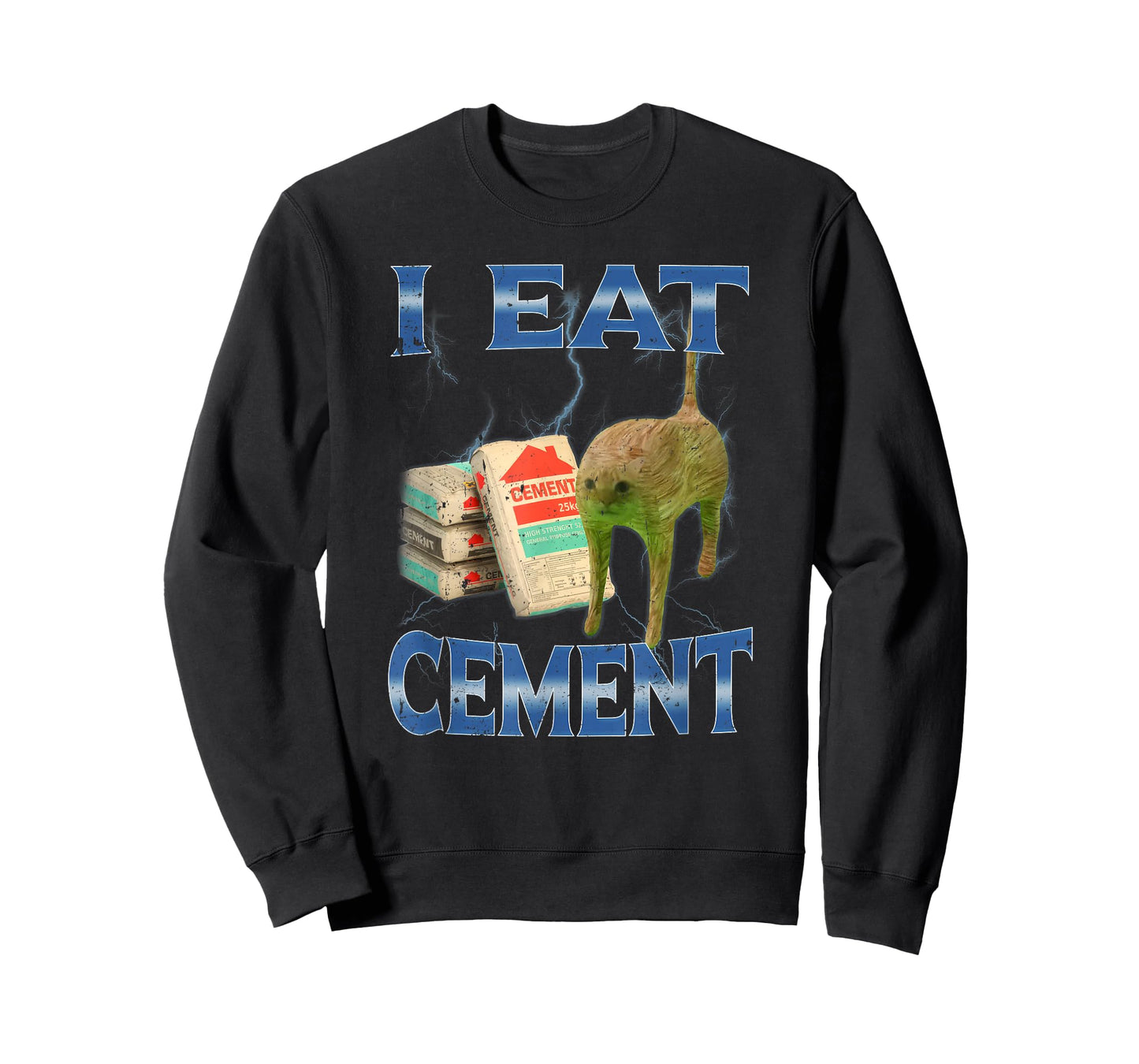 I Eat Cement Bag Cursed Cat Meme Brainrot T-Shirt