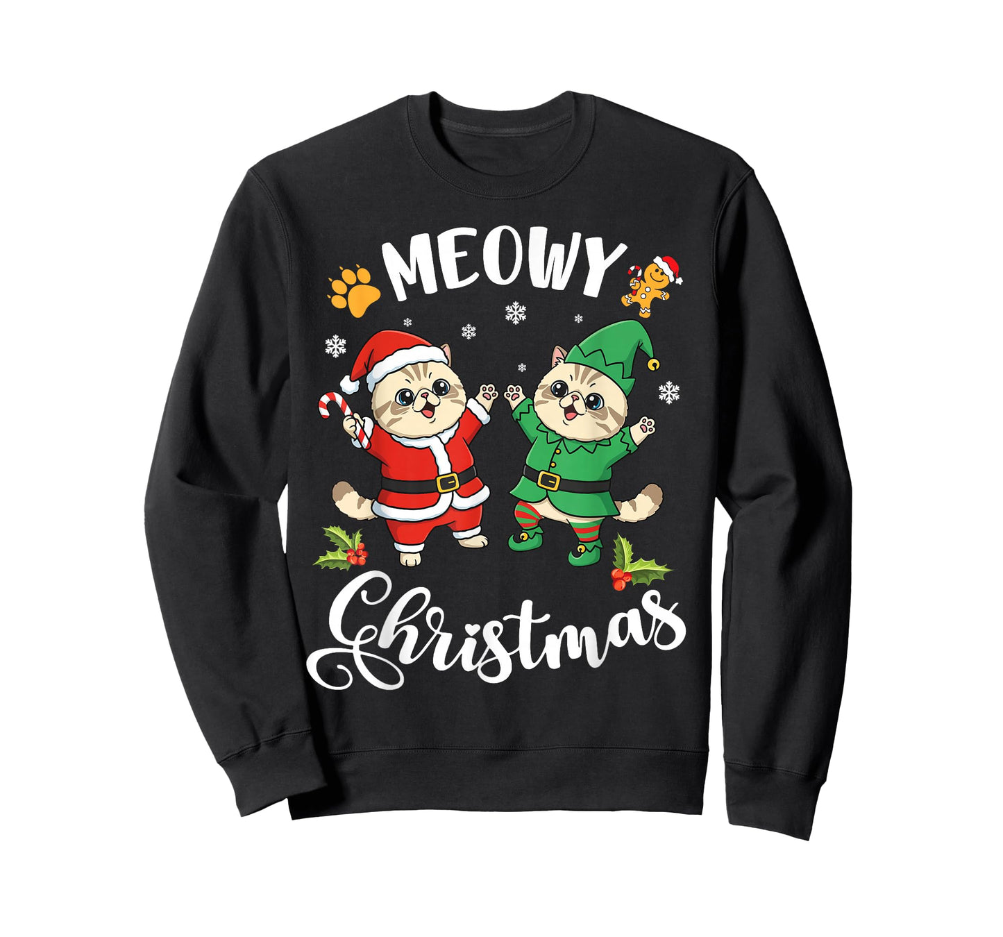 Exotic Shorthair Cats Dancing Together Meowy Christmas Day T-Shirt