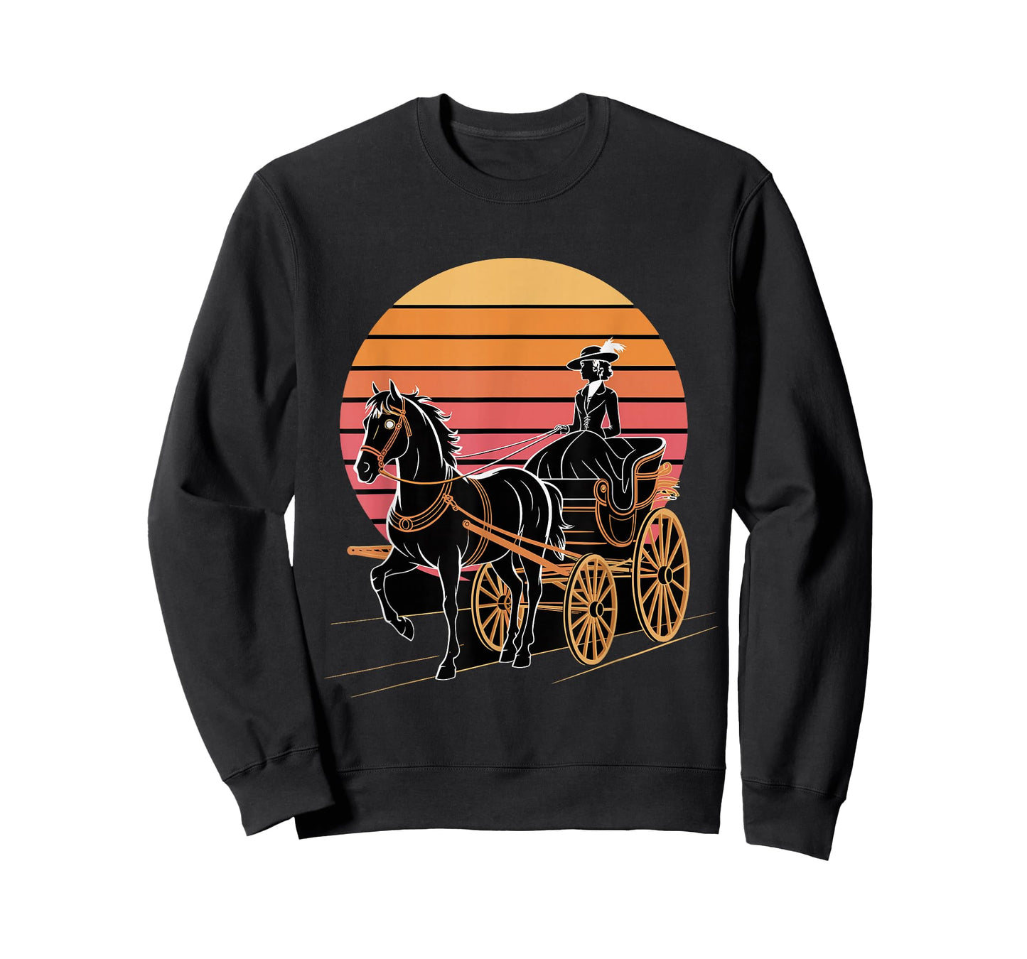 Victorian Lady Horse Carriage Retro Sunset T-Shirt
