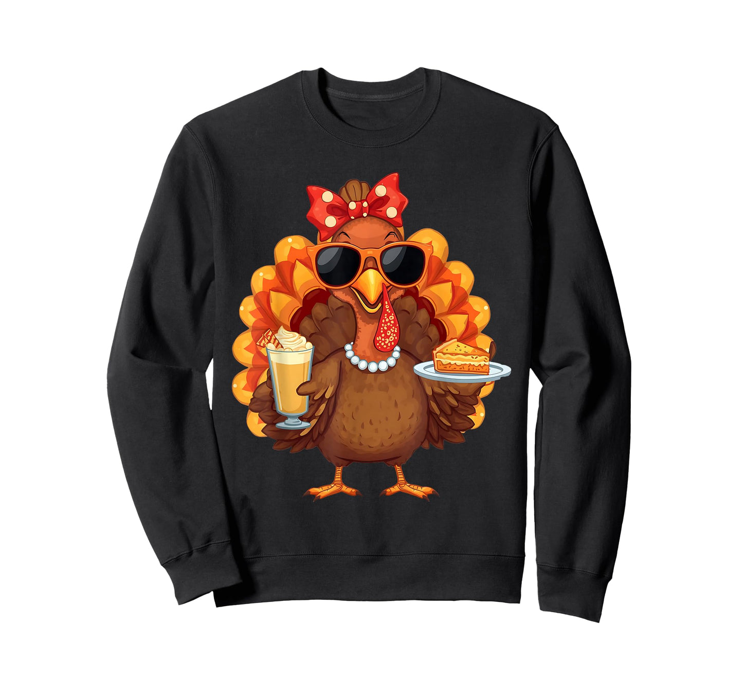 Turkey Drinking Coffee Thanksgiving Womens Girls Turkey Day T-Shirt