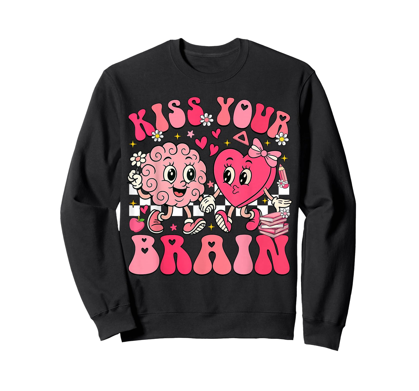 Kiss Your Brain Retro Valentines Day Teacher Squad Heart Kid T-Shirt