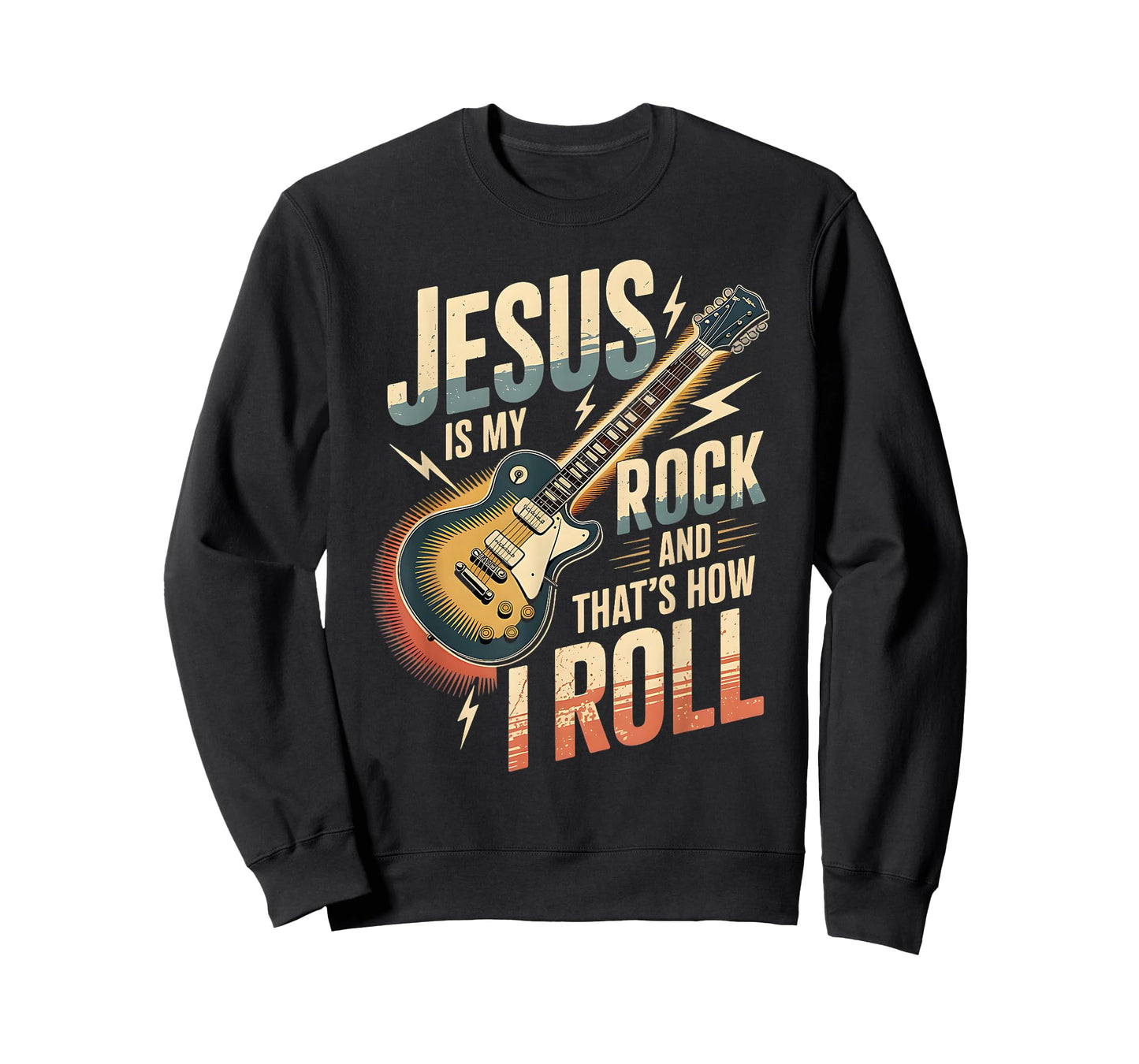 Jesus is My Rock and That is How I Roll Christian Guitar T-Shirt
