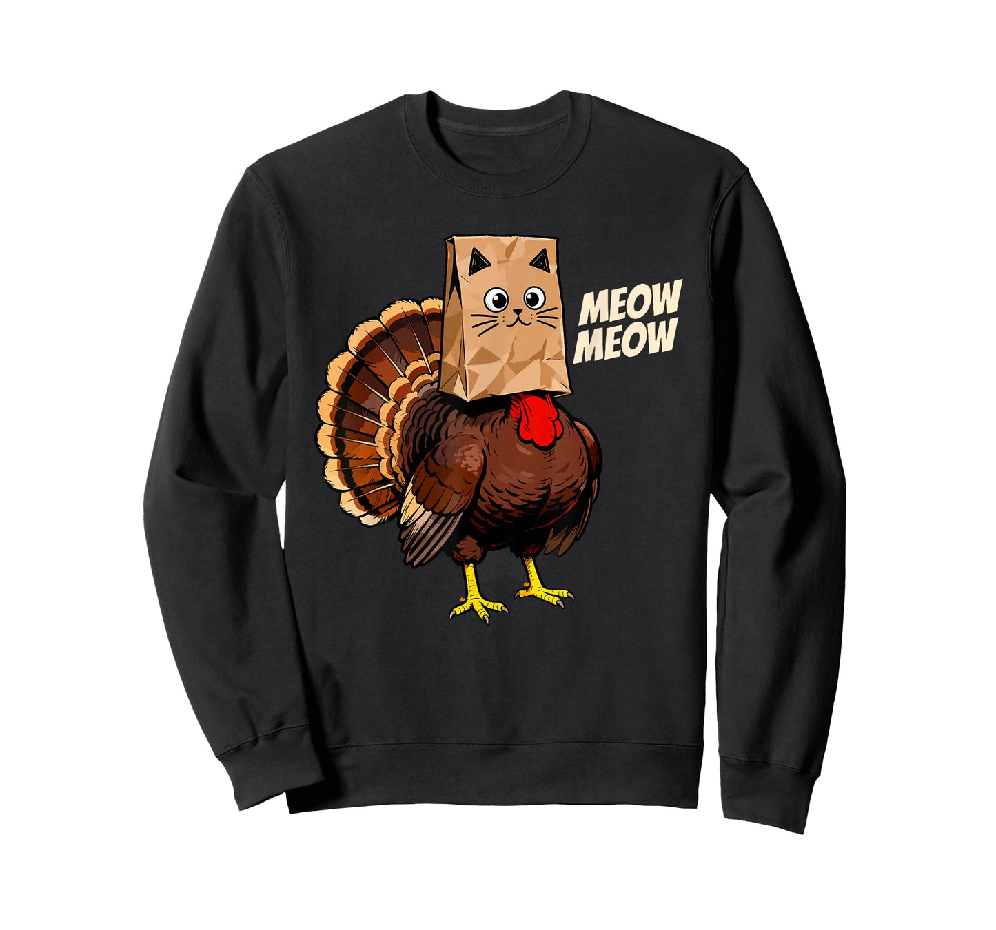 Thanksgiving Turkey Cat Meow Funny Thanksgiving Men Women T-Shirt