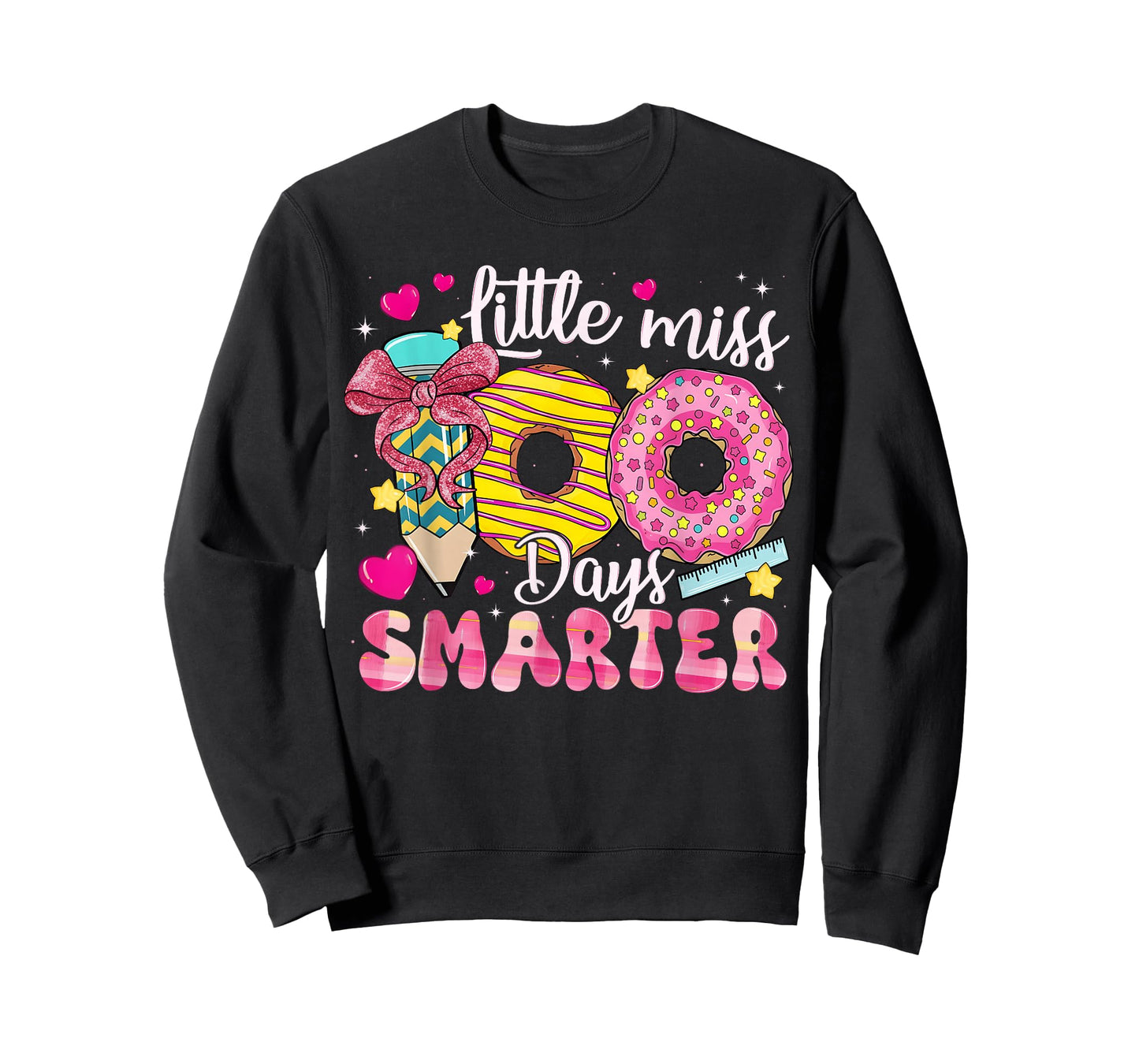 Little Miss 100 Days Smarter Donut 100th Day of School Girl T-Shirt