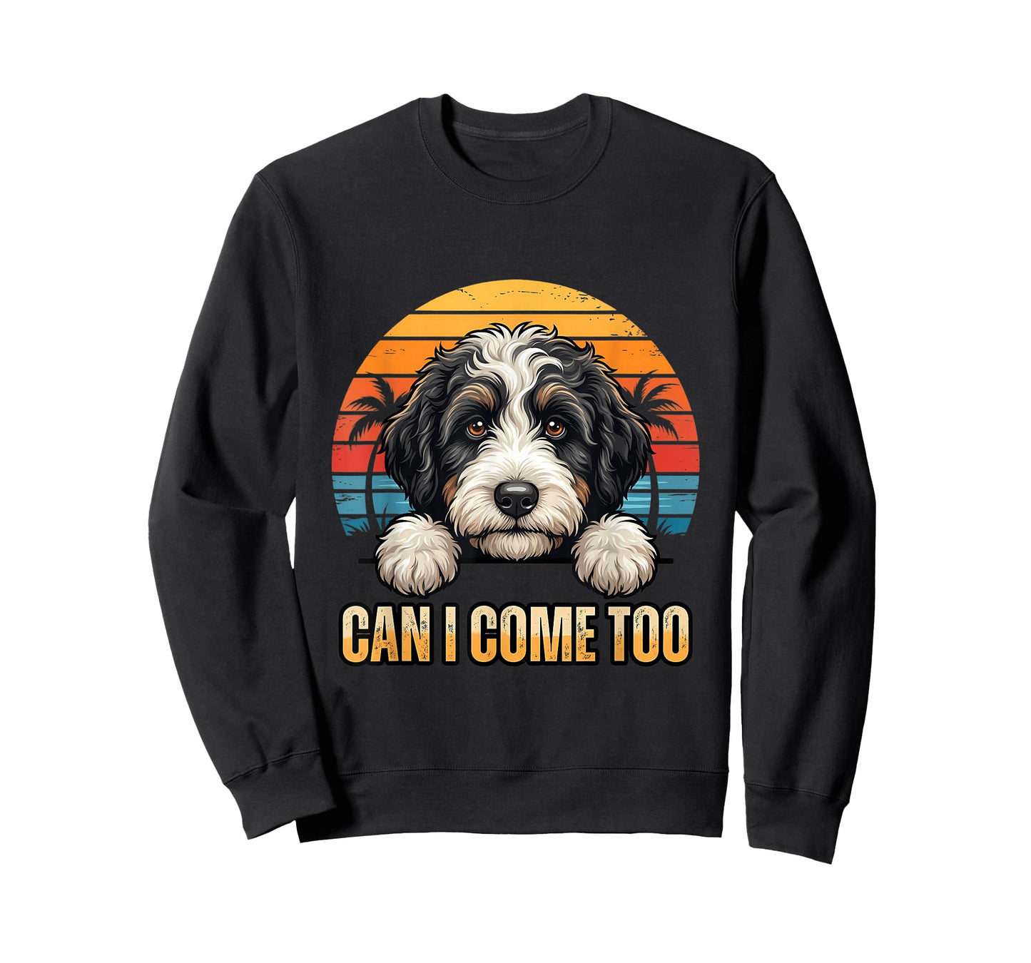 Bernedoodle Peeking Cute Bernedoodle Puppy Art T-Shirt