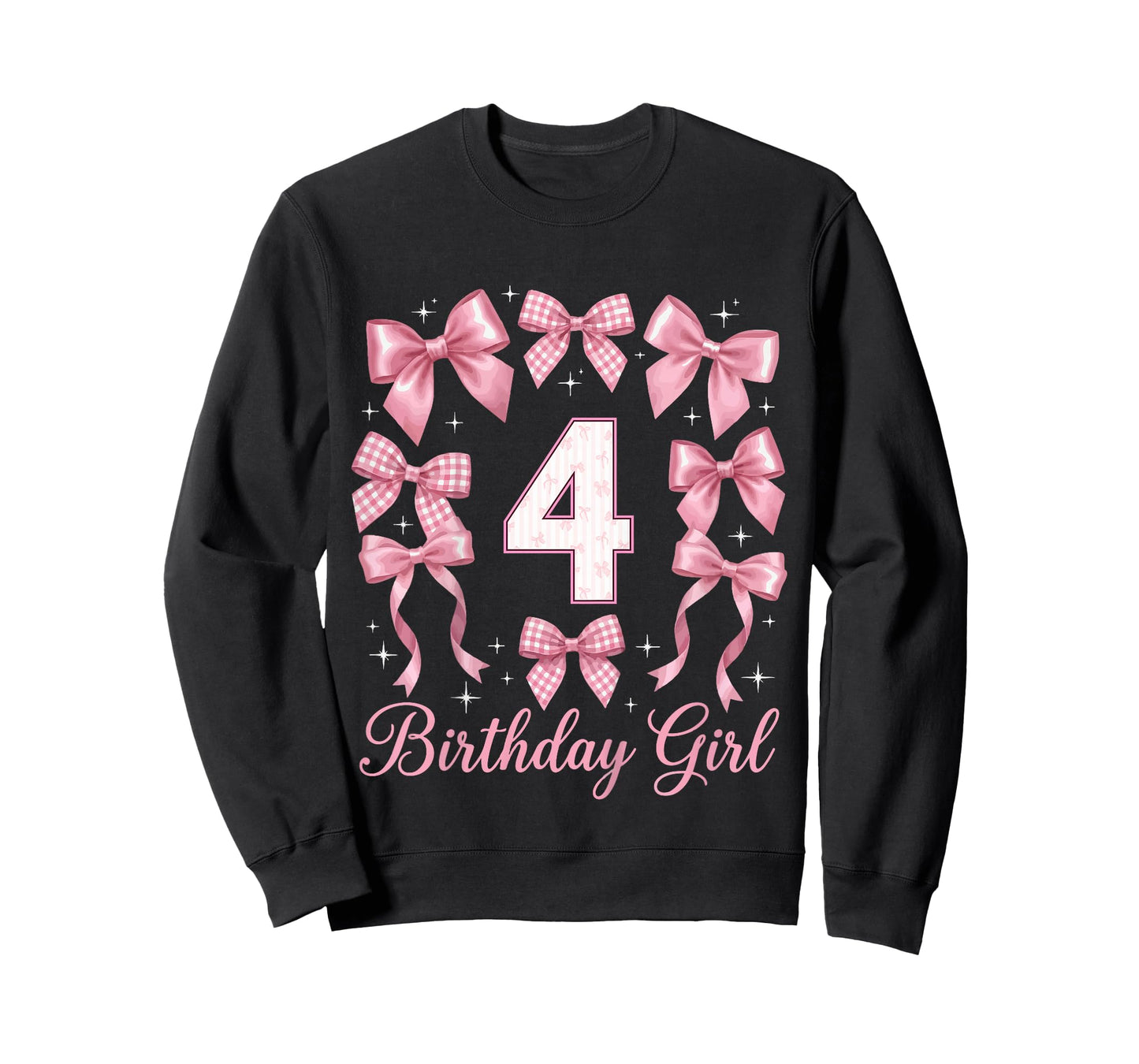Kids 4th Birthday Shirt Girl Coquette Bow Kids Four 4 Year Old T-Shirt