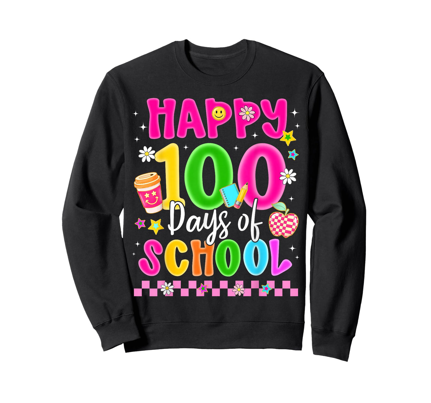 Happy 100 Days of School Coffee Apple Smile Coffee Teacher T-Shirt